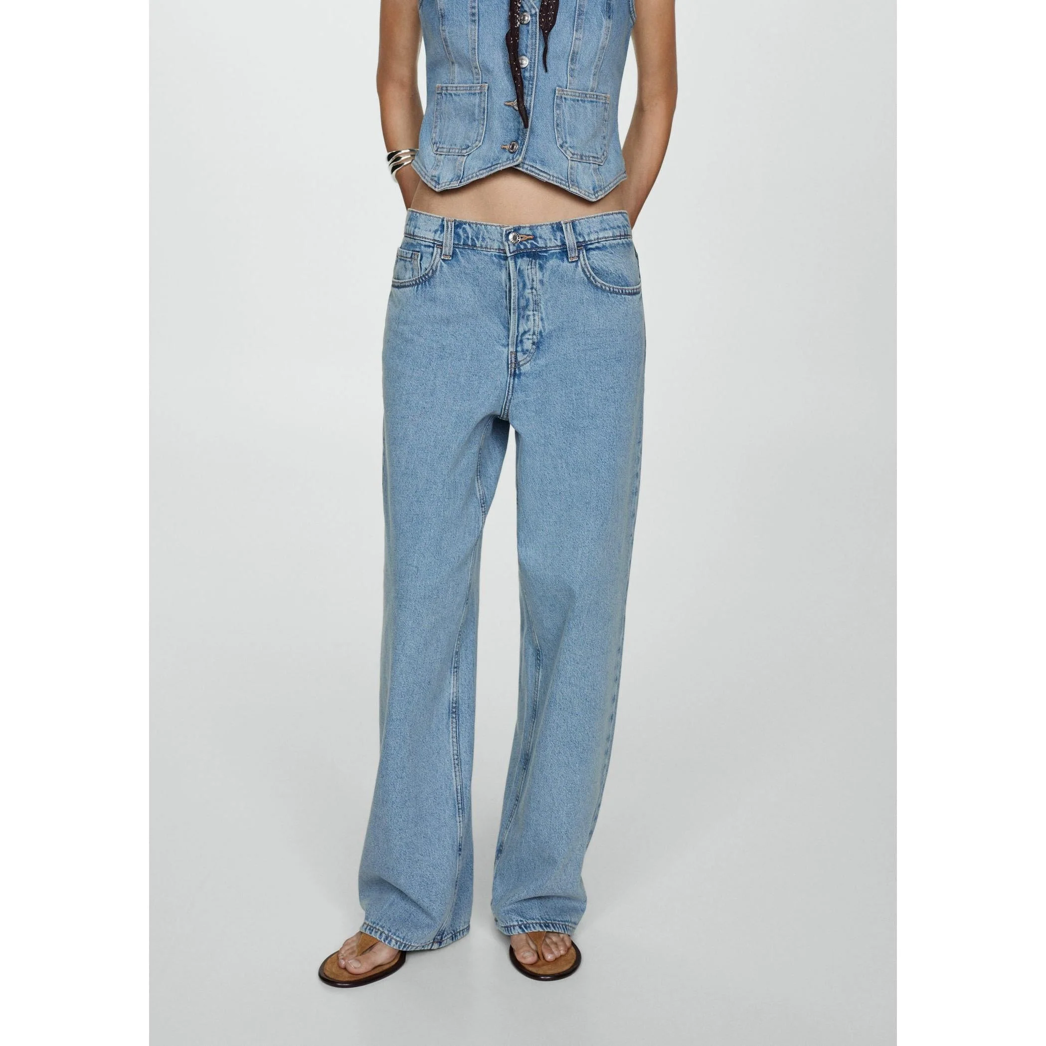 Jean Wideleg Loose Taille Basse - Medium Blue - Image 2