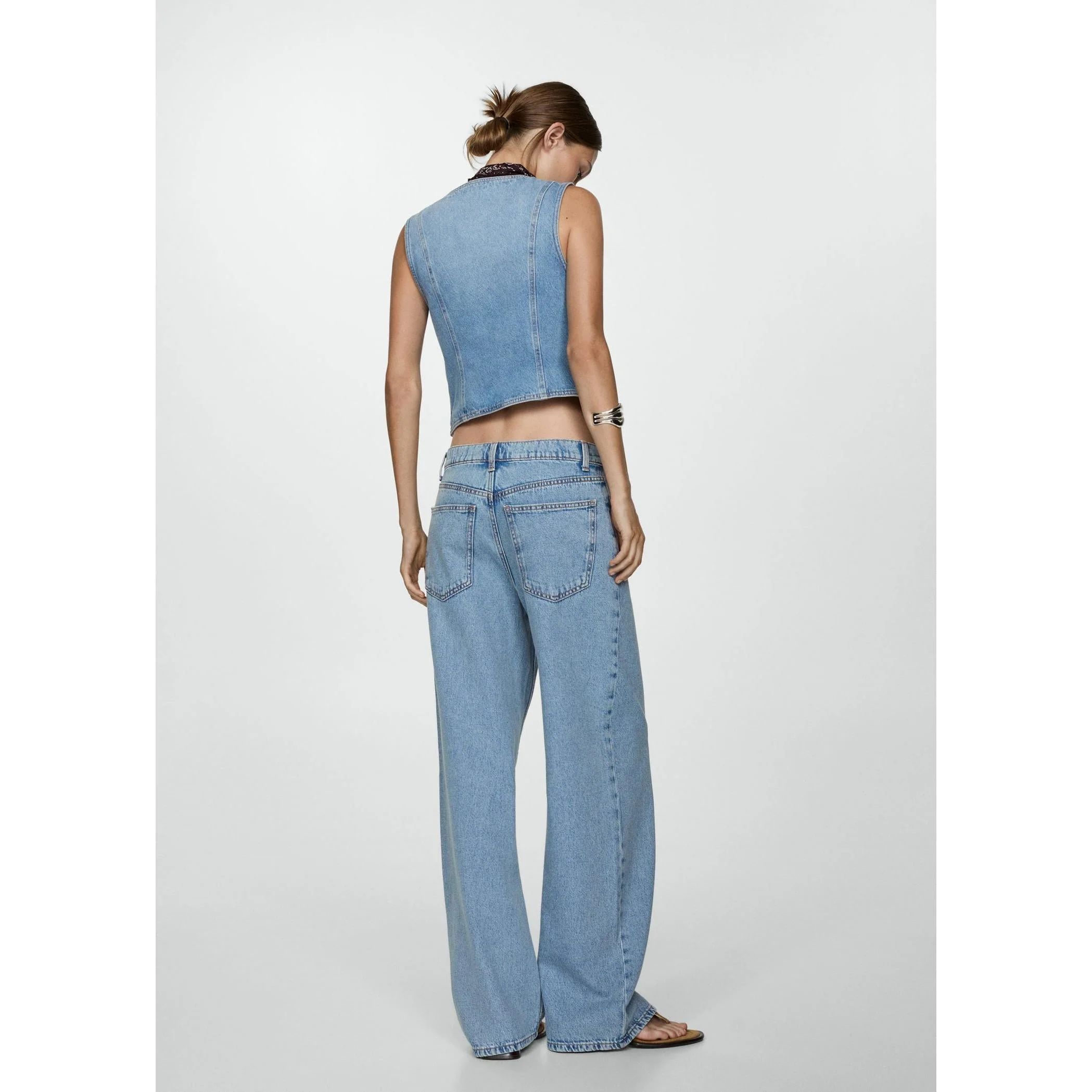 Jean Wideleg Loose Taille Basse - Medium Blue - Image 3