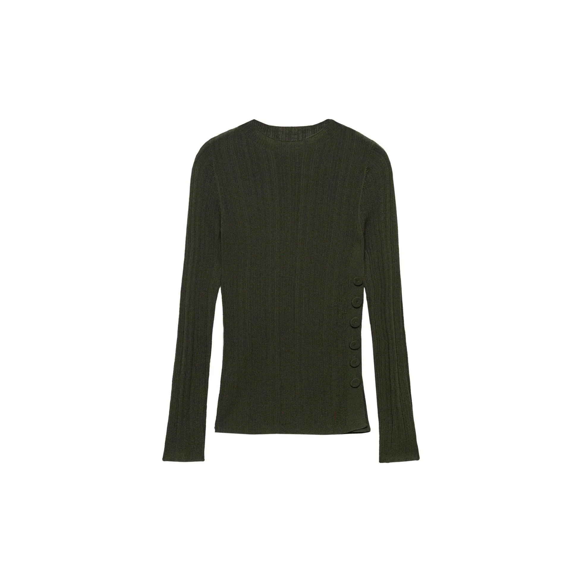 T-Shirt Semi-Transparent Boutons - Dark Green - Image 3