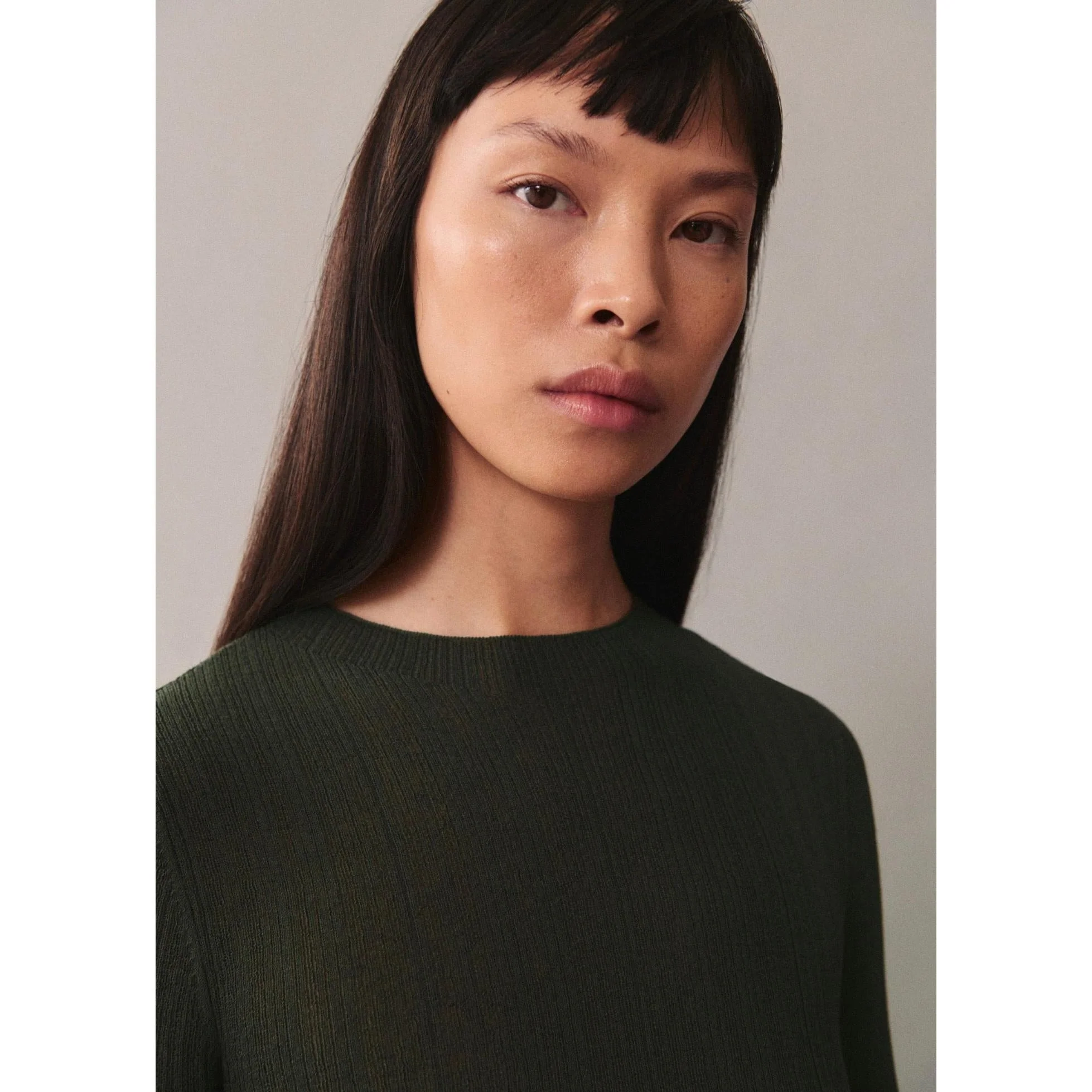 T-Shirt Semi-Transparent Boutons - Dark Green - Image 4