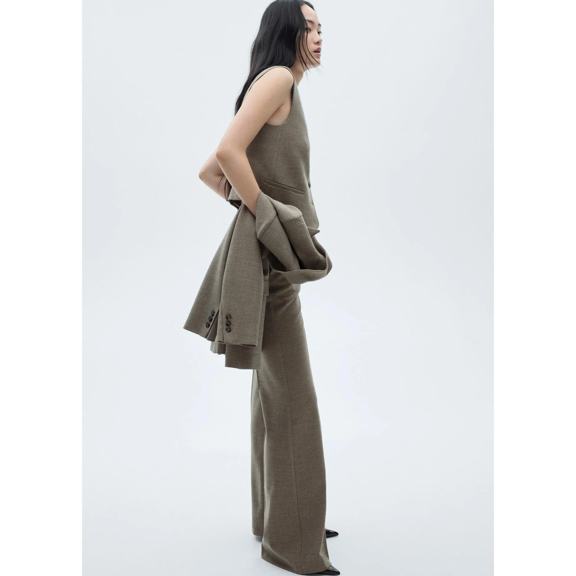 Pantalon De Costume Flare - Khaki - Image 5