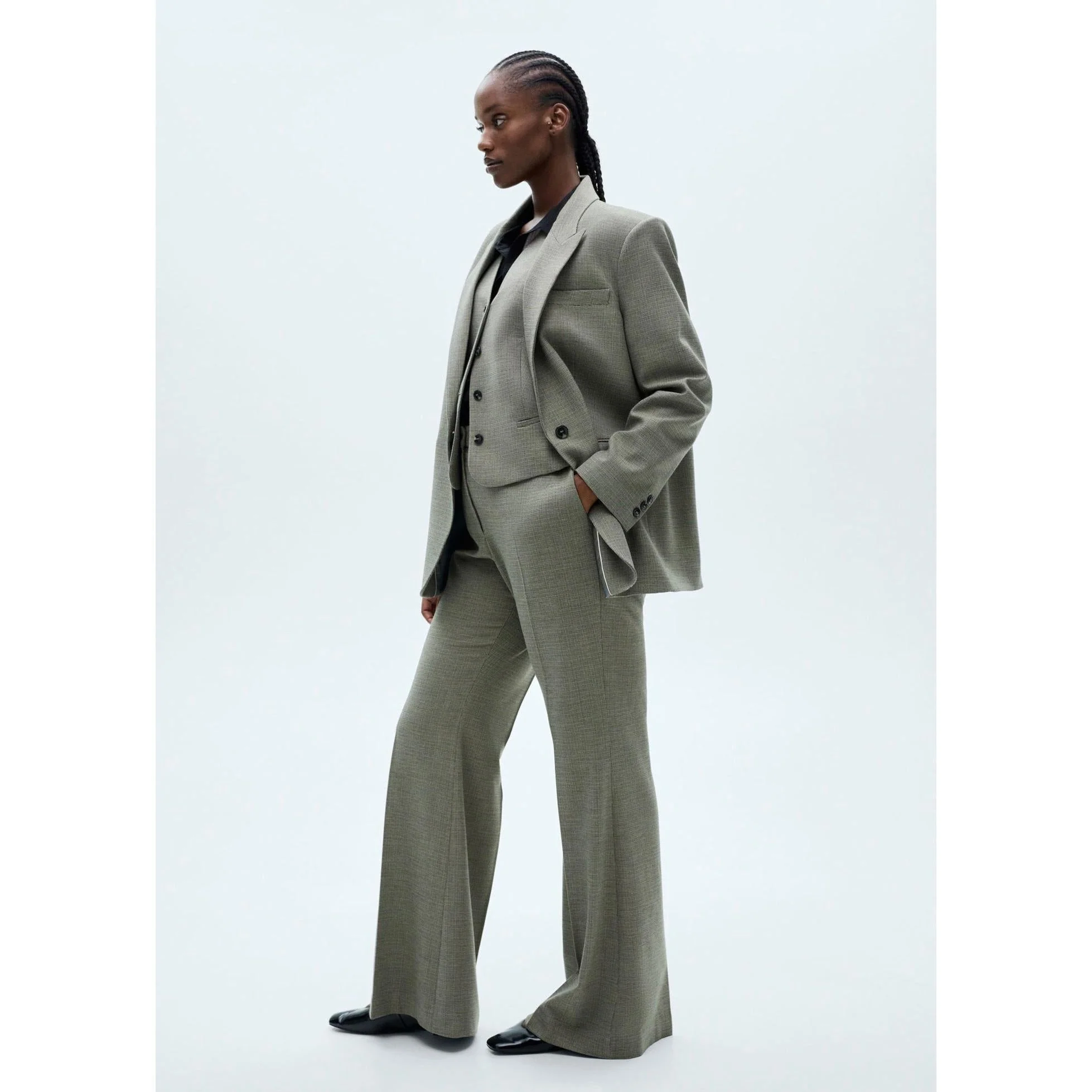 Pantalon De Costume Flare - Khaki - Image 6