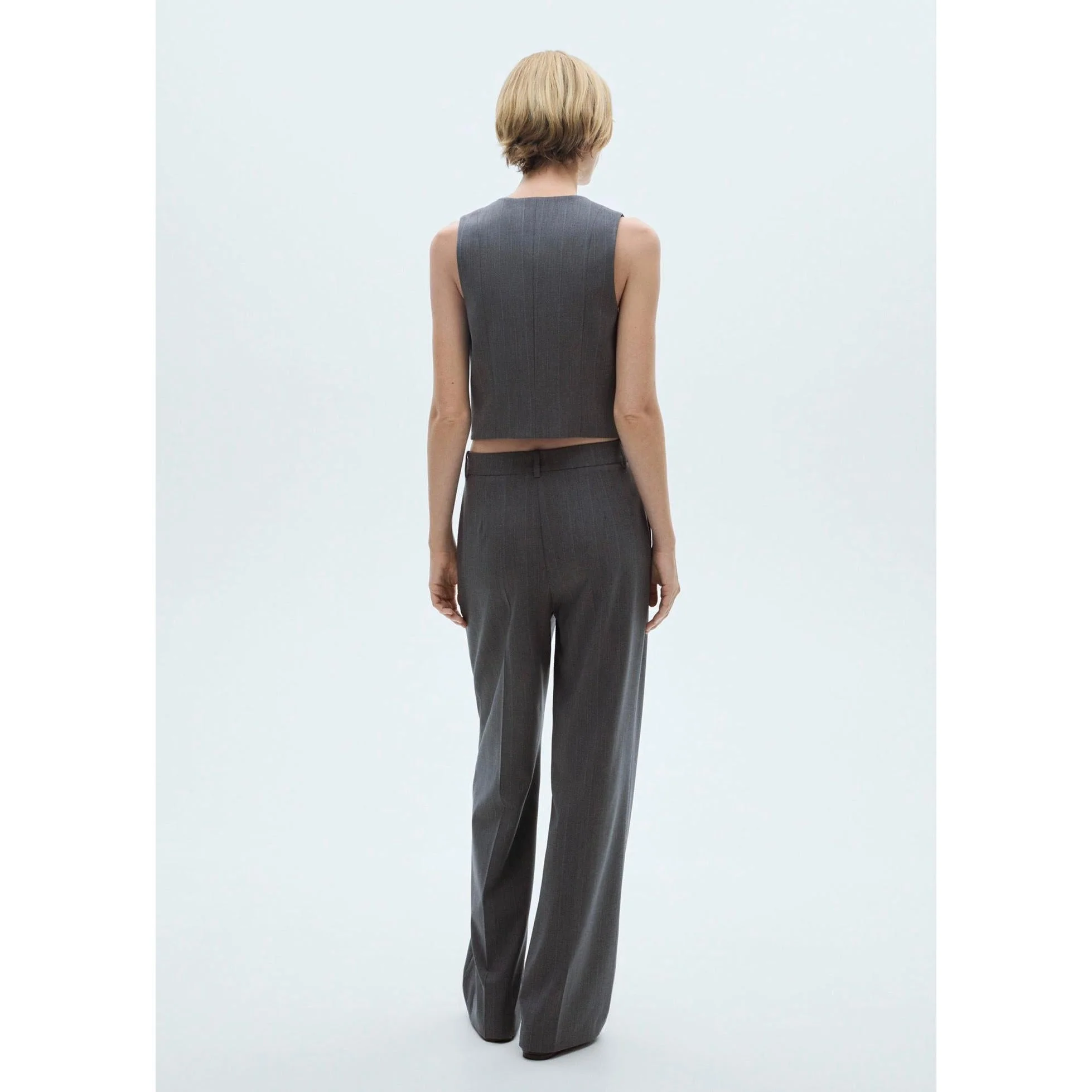 Pantalon De Costume Fines Rayures - Grey - Image 10