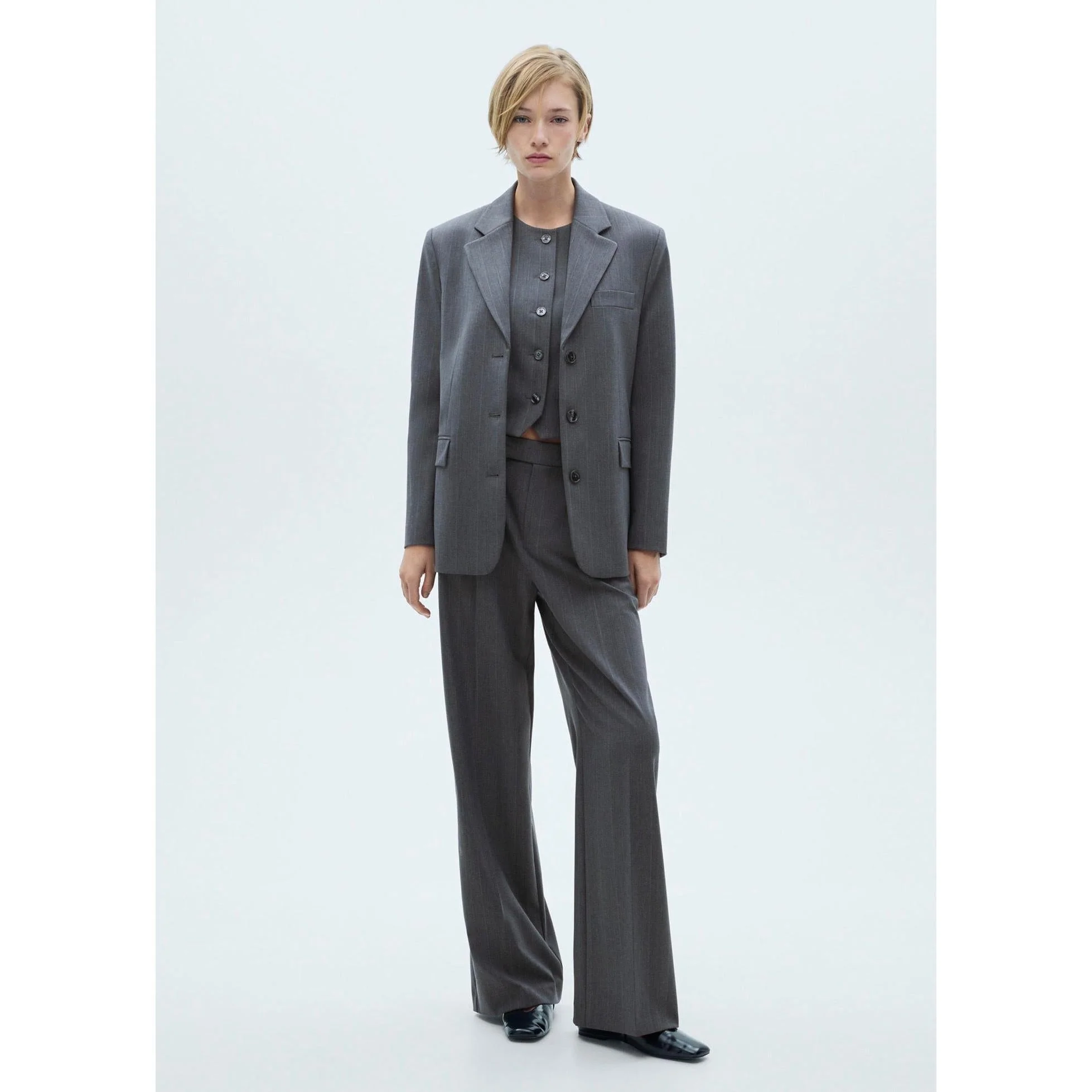 Pantalon De Costume Fines Rayures - Grey - Image 11