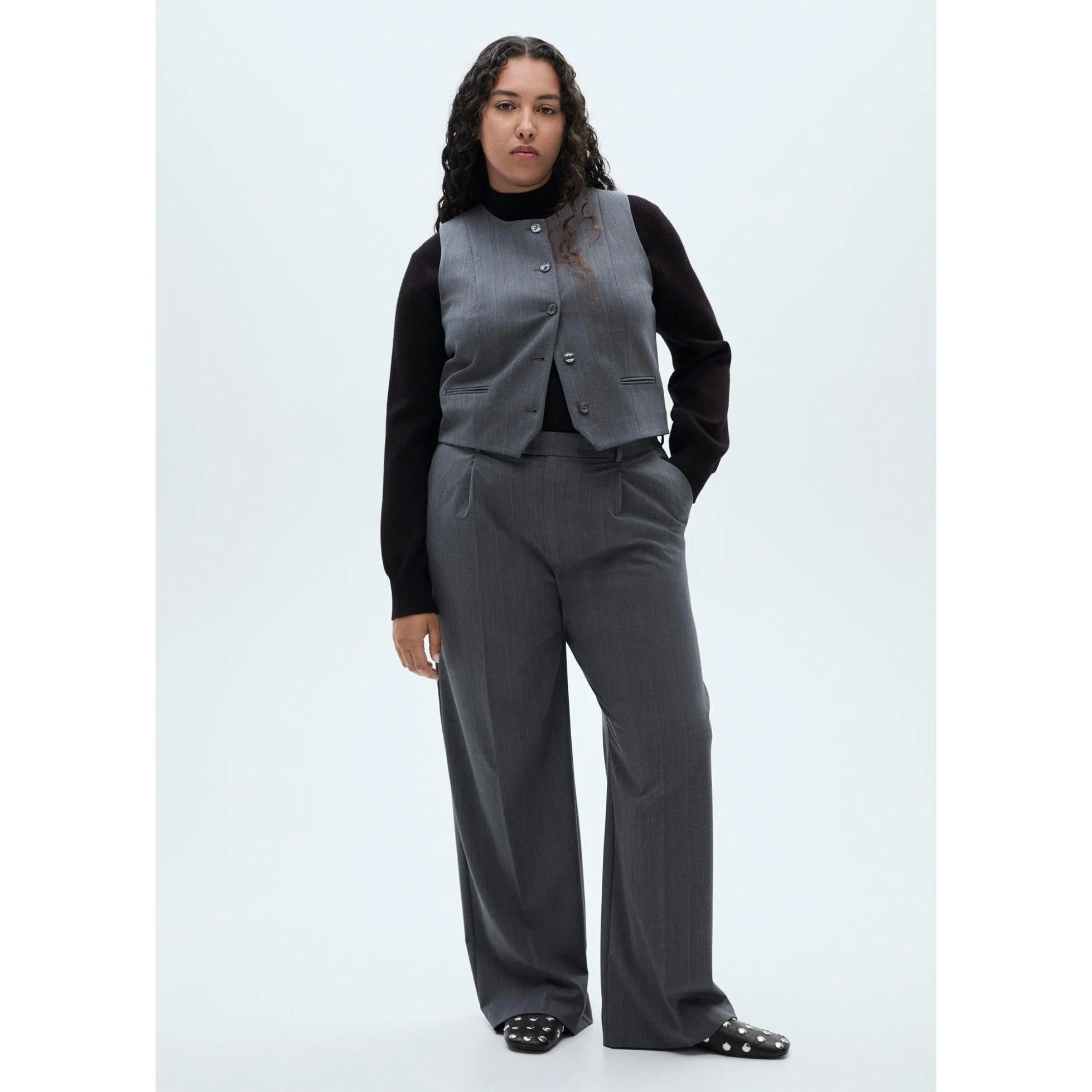 Pantalon De Costume Fines Rayures - Grey - Image 5