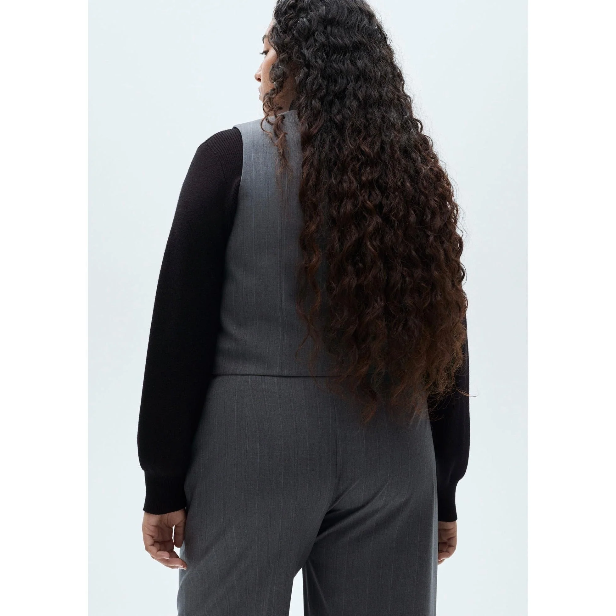 Pantalon De Costume Fines Rayures - Grey - Image 6