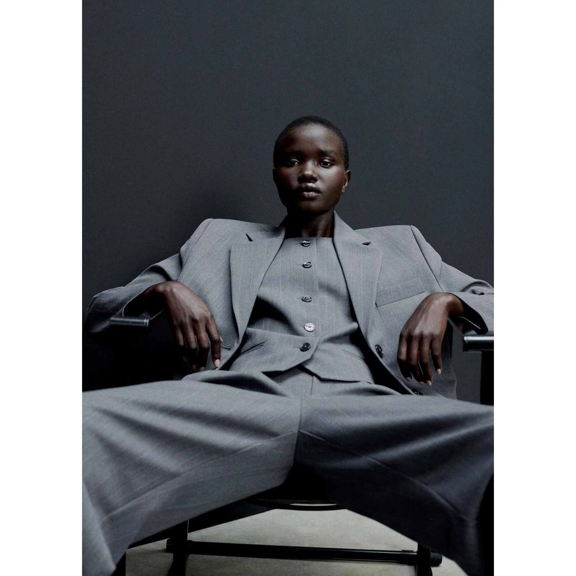 Pantalon De Costume Fines Rayures - Grey - Image 8