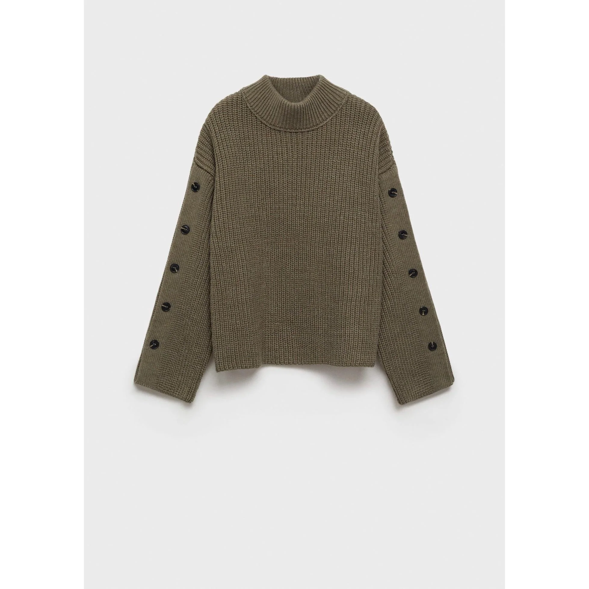 Pull-Over Maille Détail Boutons - Khaki - Image 2