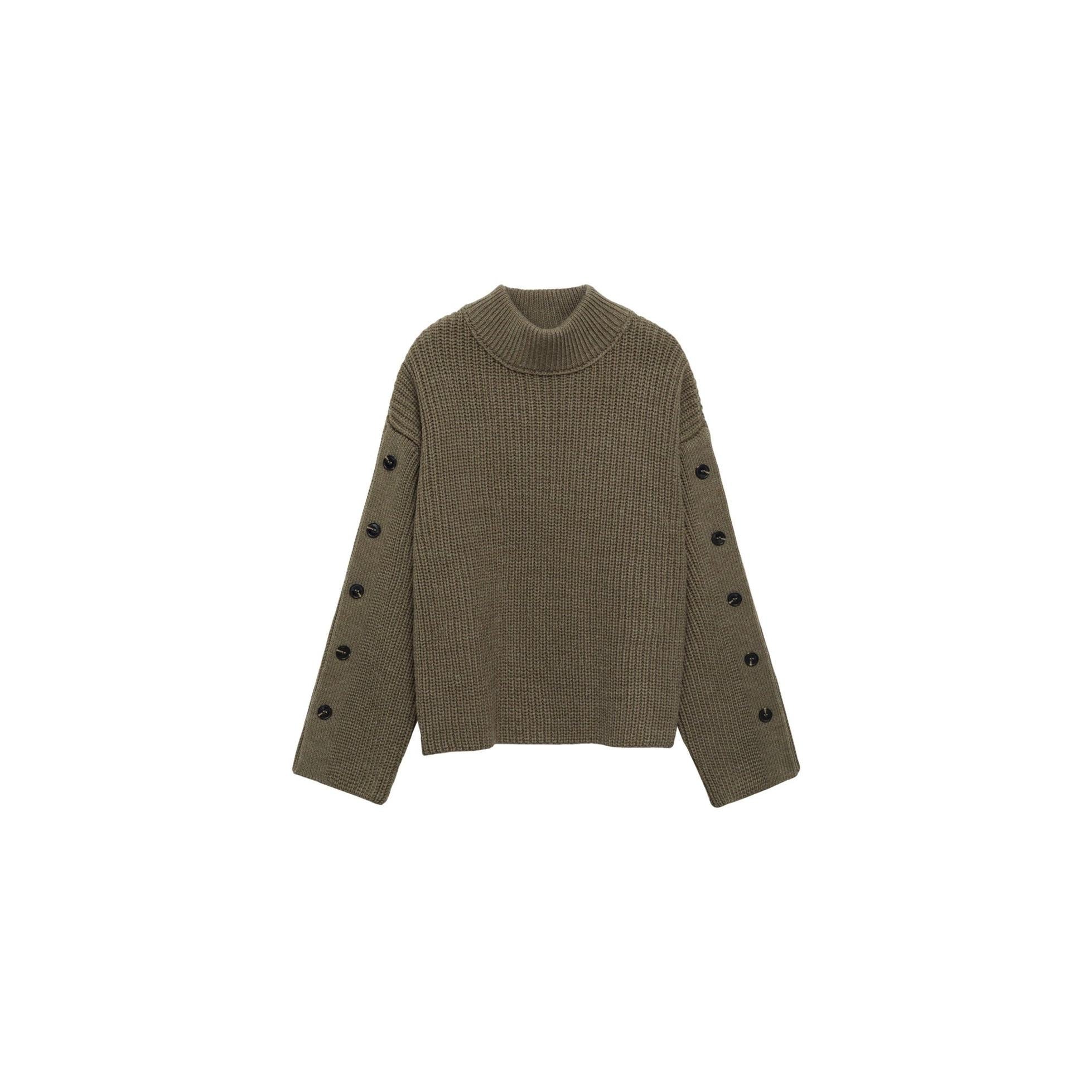 Pull-Over Maille Détail Boutons - Khaki - Image 3