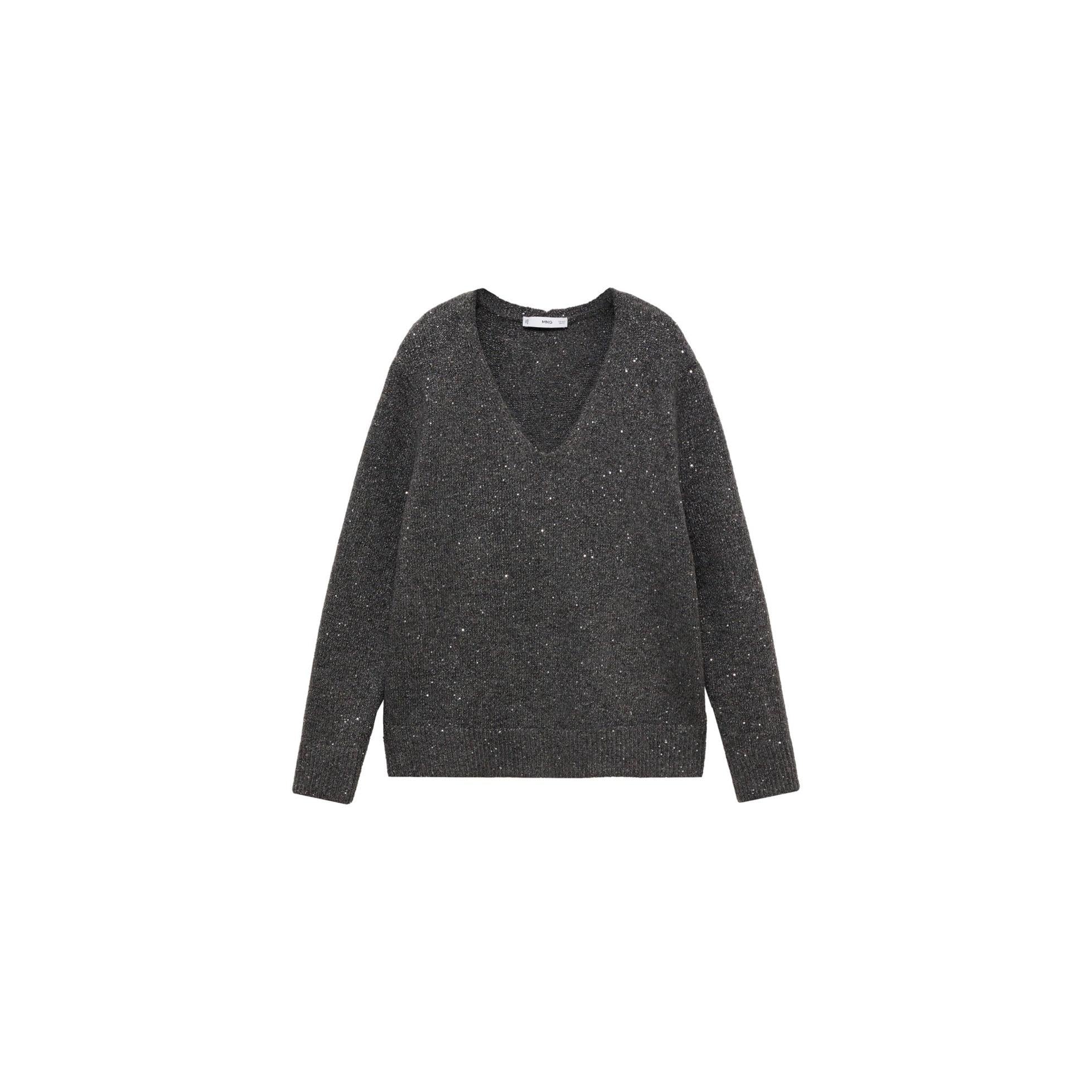 Pull-Over Col V Paillettes - Charcoal - Image 3