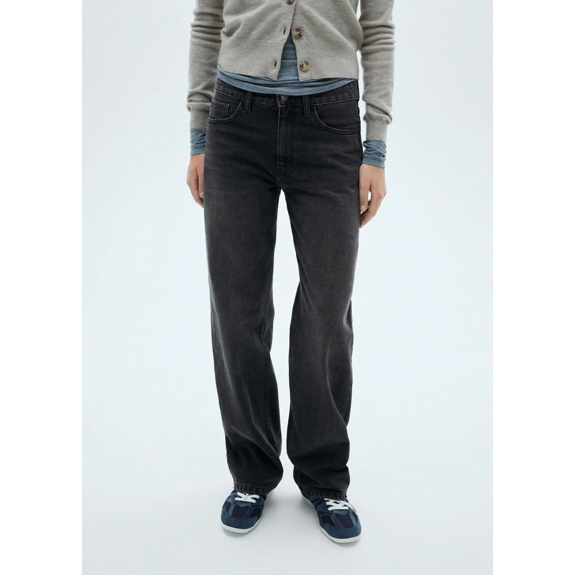 Jean Droit Taille Normale - Black Denim - Image 4