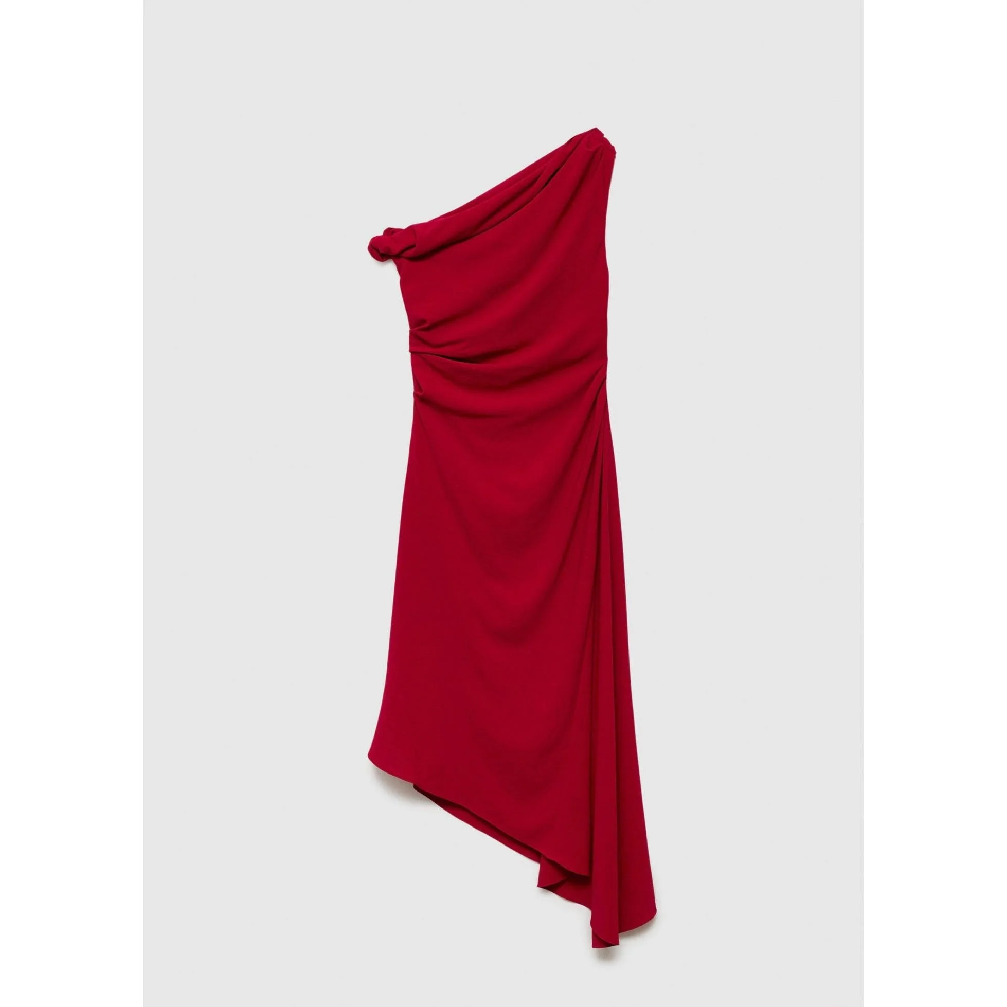 Robe Asymétrique Froncée - Red - Image 2
