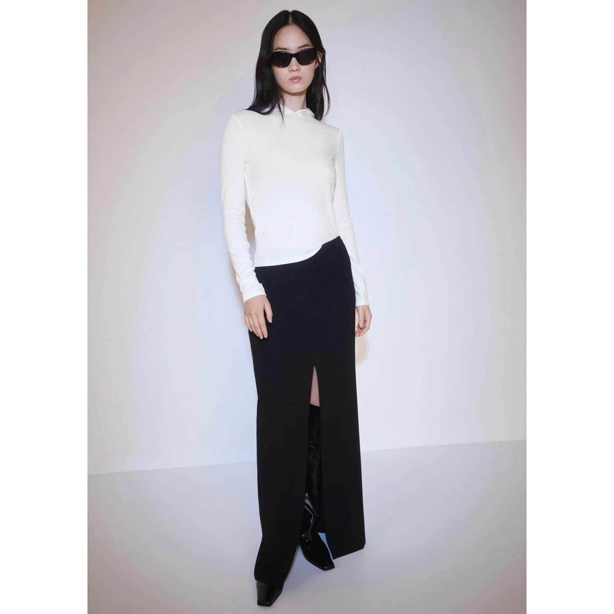 T-Shirt Manches Longues Capuche - Off White - Image 7