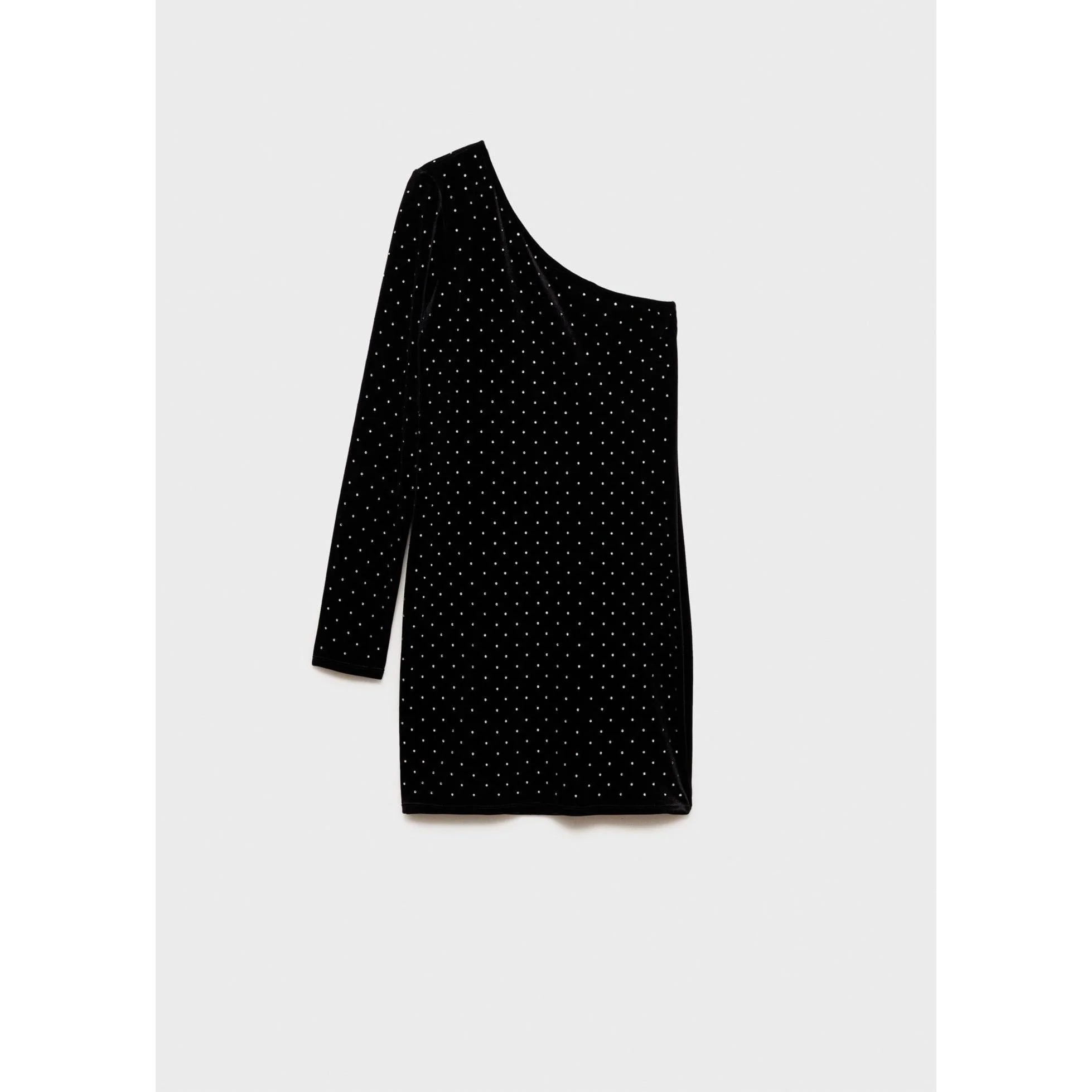 Robe Asymétrique Strass - Black - Image 2