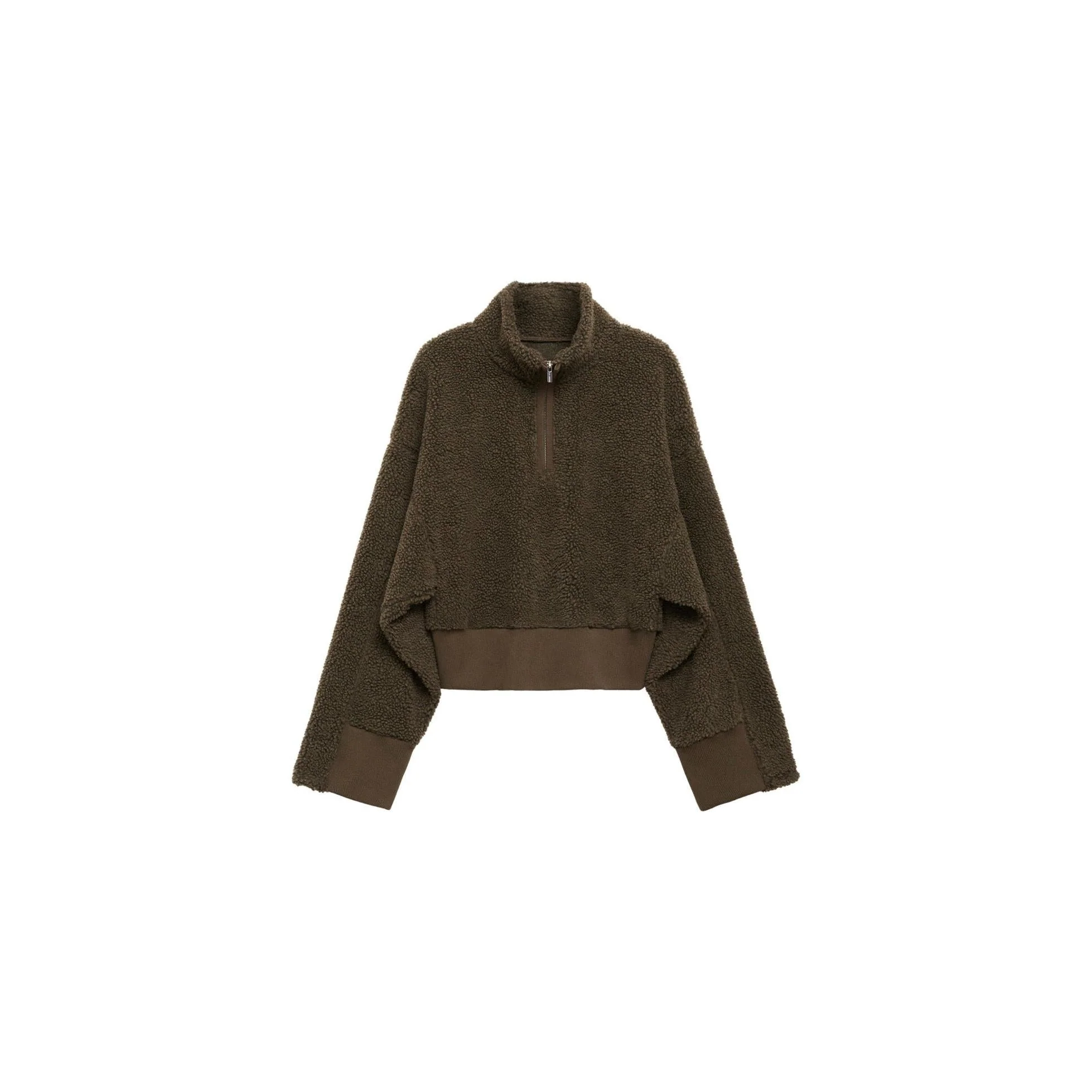 Sweat-Shirt Effet Moutonné Fermeture Éclair - Khaki - Image 3
