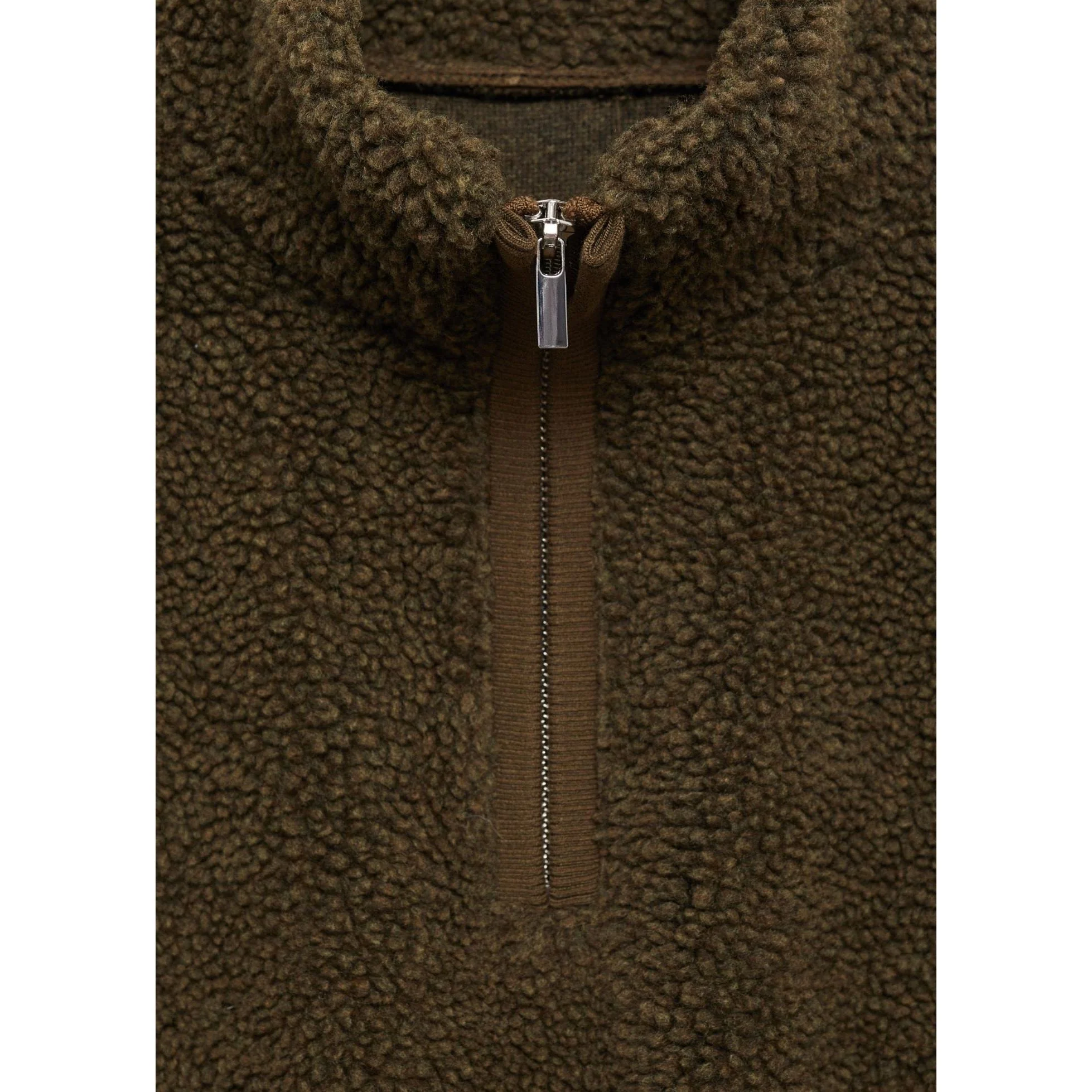 Sweat-Shirt Effet Moutonné Fermeture Éclair - Khaki - Image 7