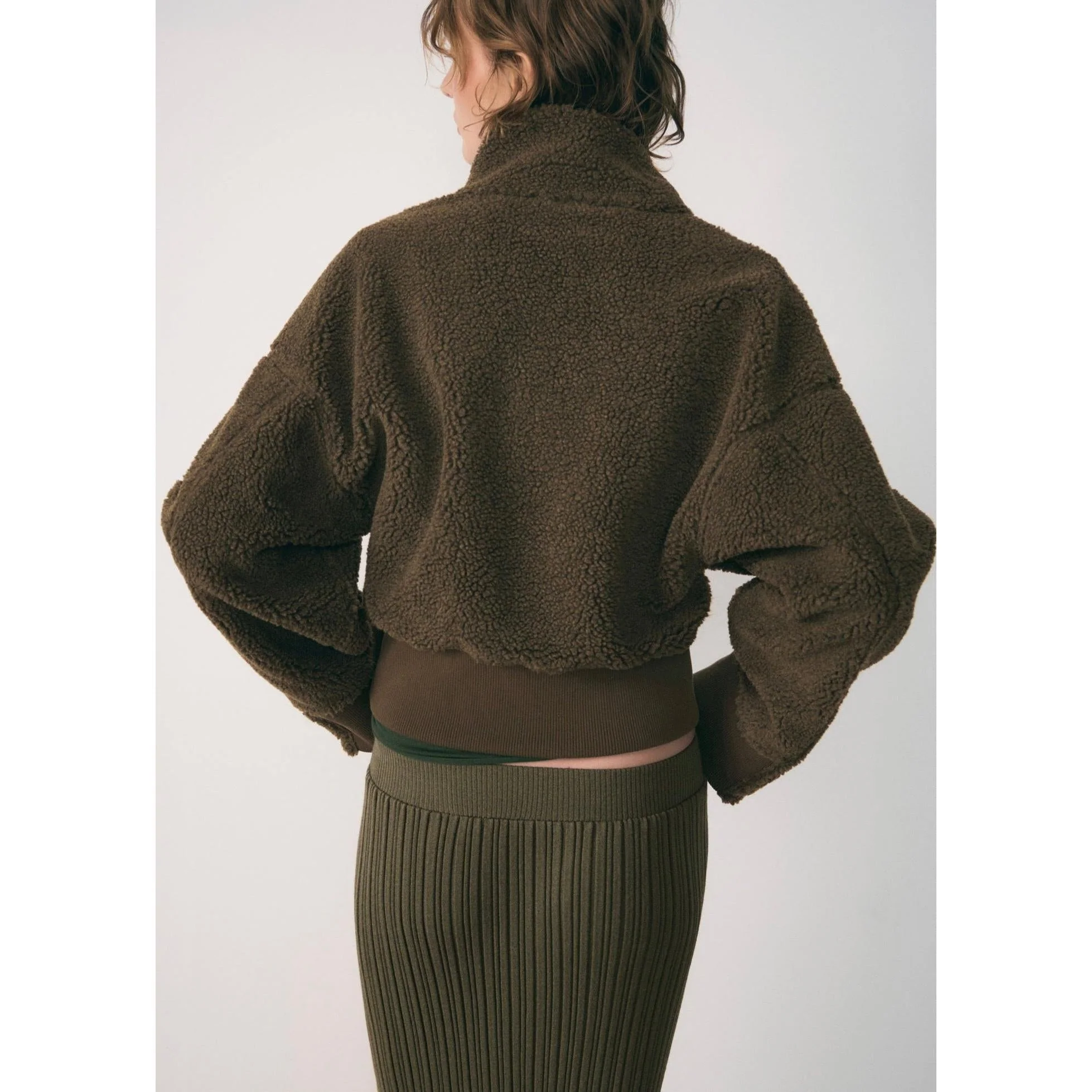 Sweat-Shirt Effet Moutonné Fermeture Éclair - Khaki - Image 8
