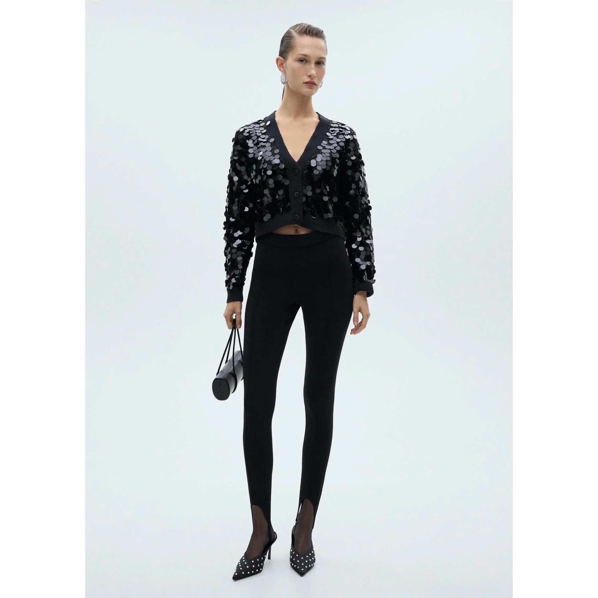 Cardigan Maille Sequins - Black - Image 8
