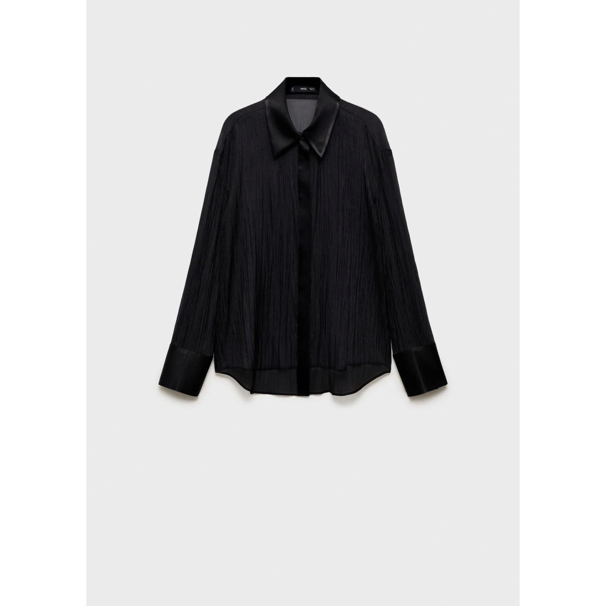 Chemise Semi-Transparente Détails Satinés - Black - Image 2