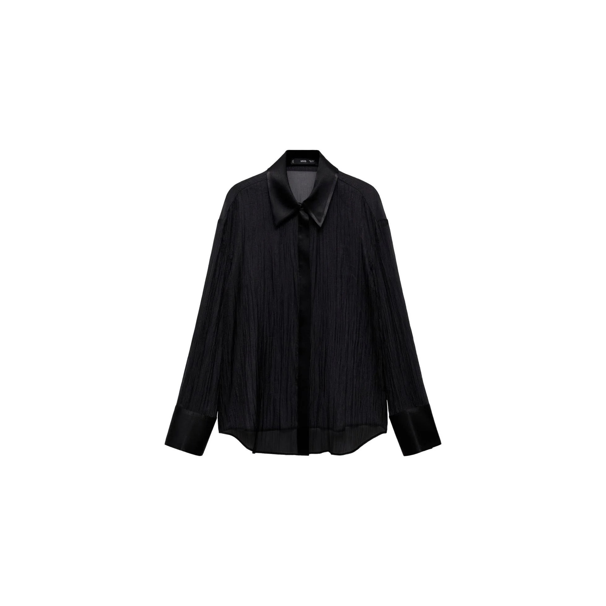Chemise Semi-Transparente Détails Satinés - Black - Image 3