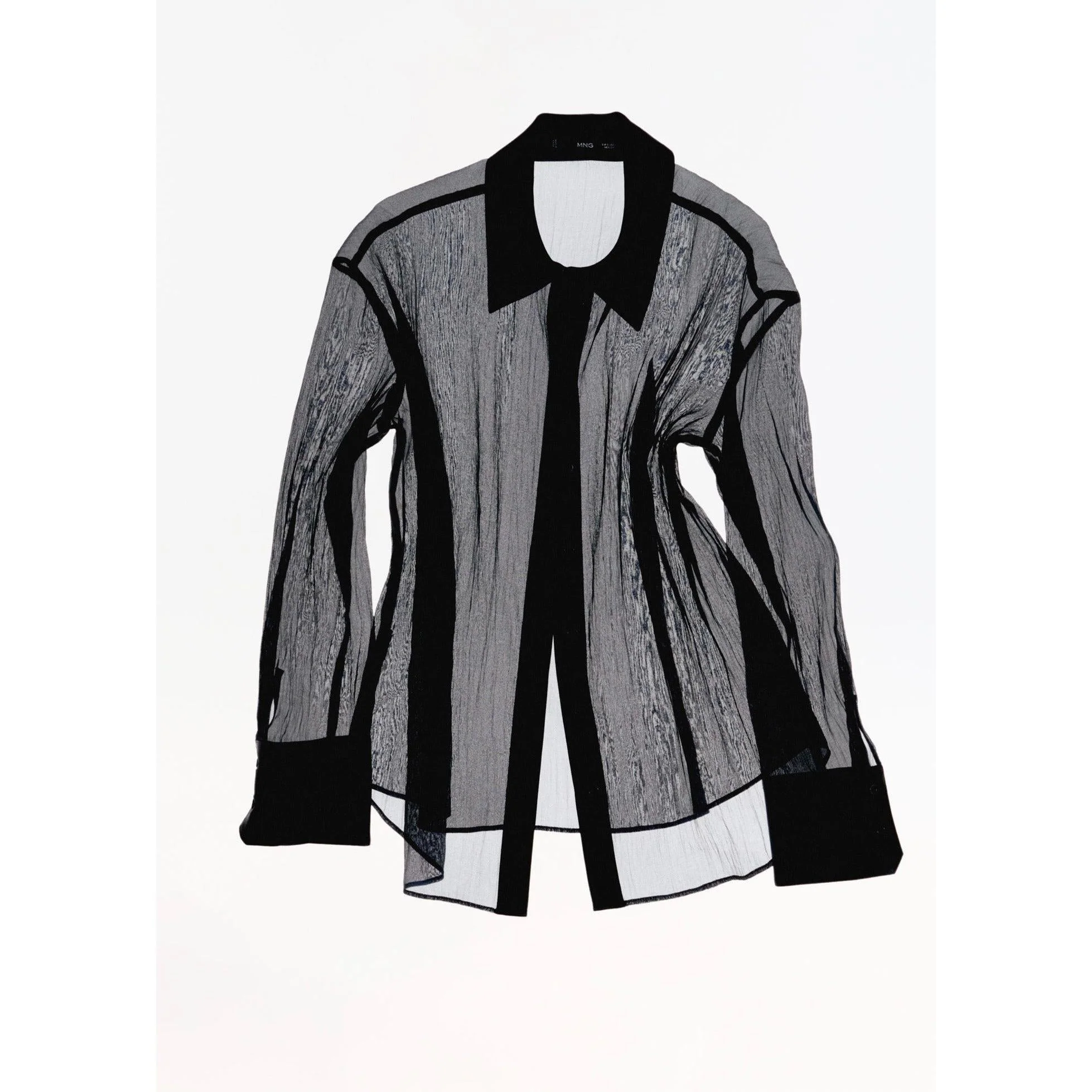 Chemise Semi-Transparente Détails Satinés - Black - Image 6