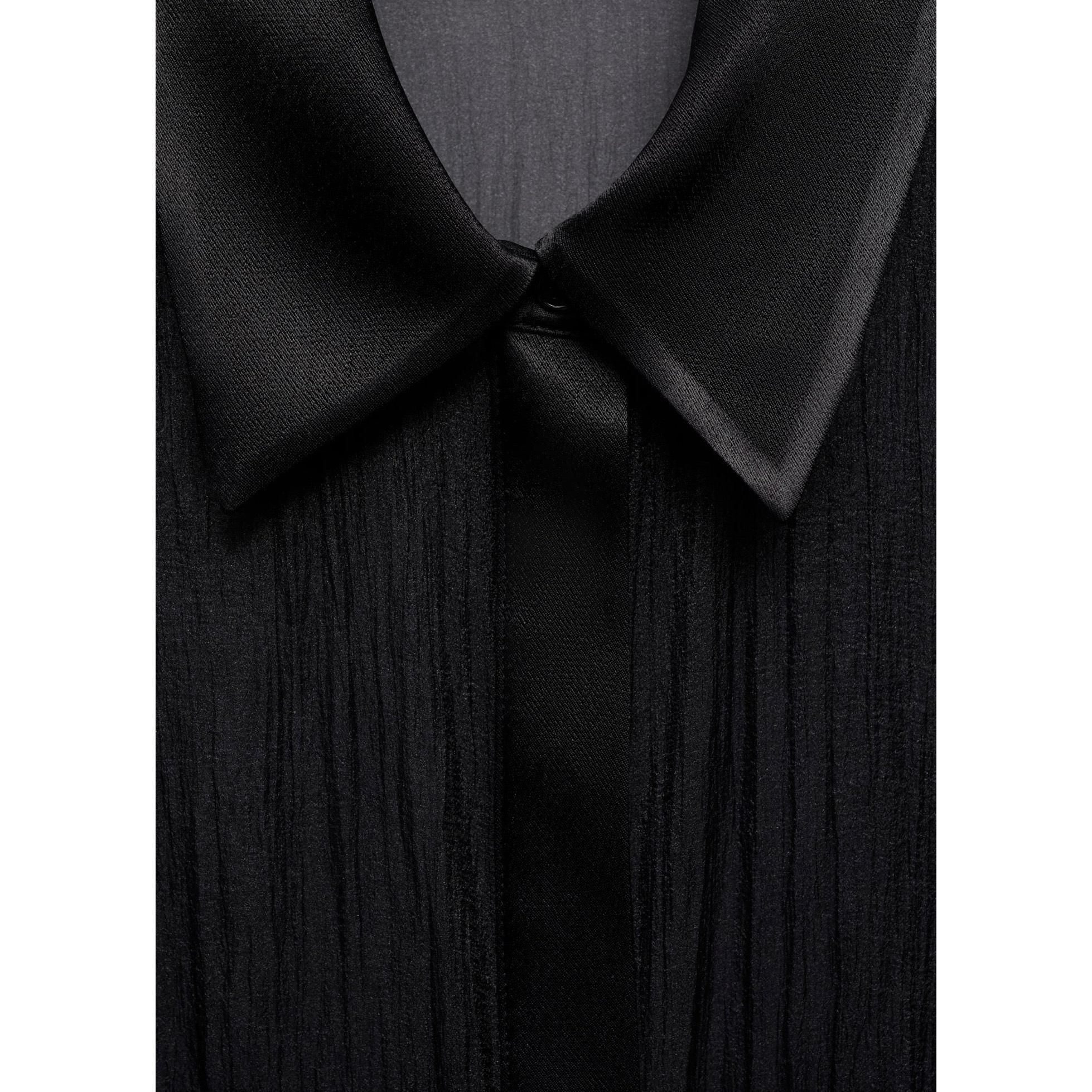 Chemise Semi-Transparente Détails Satinés - Black - Image 7