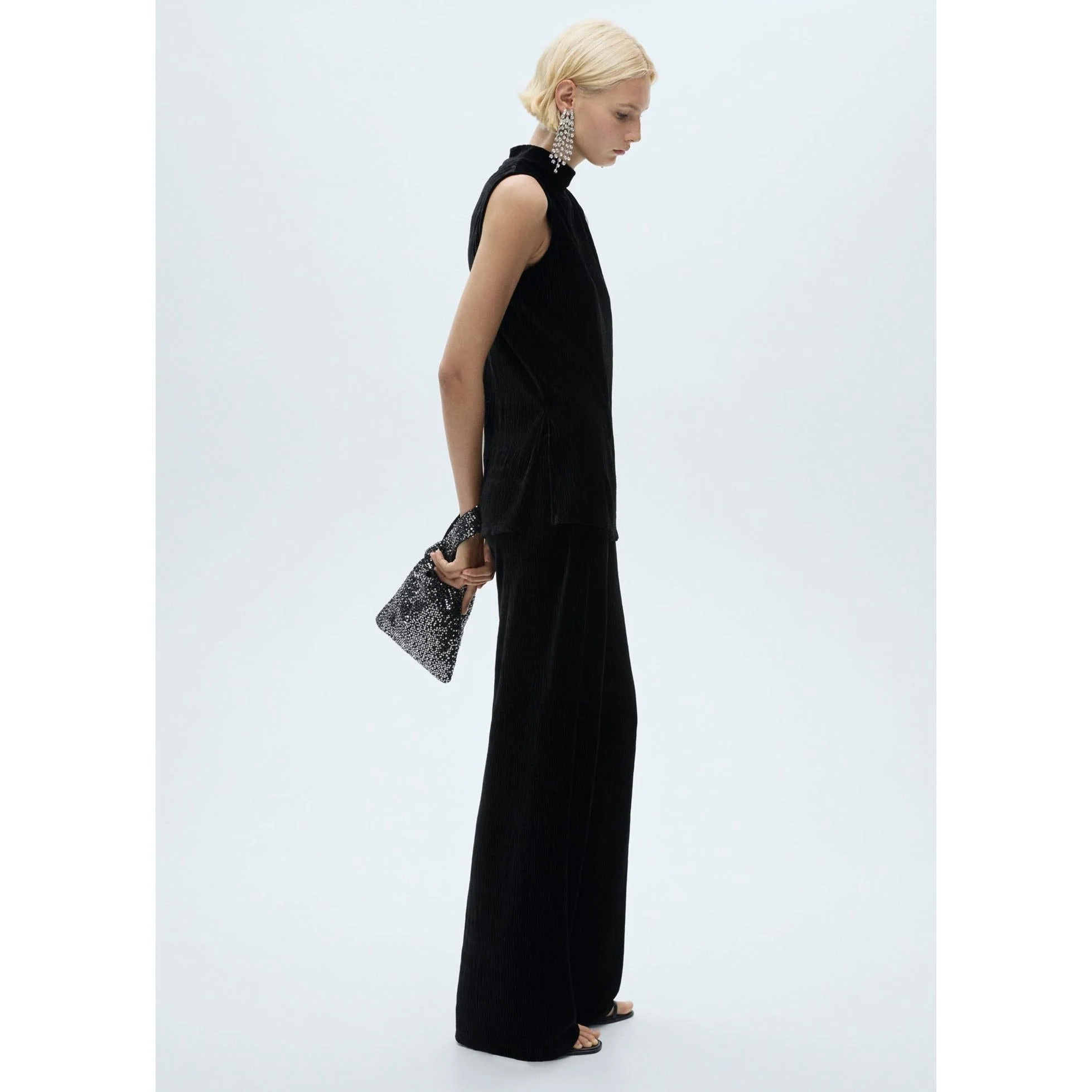 Pantalon Droit En Velours - Black - Image 7