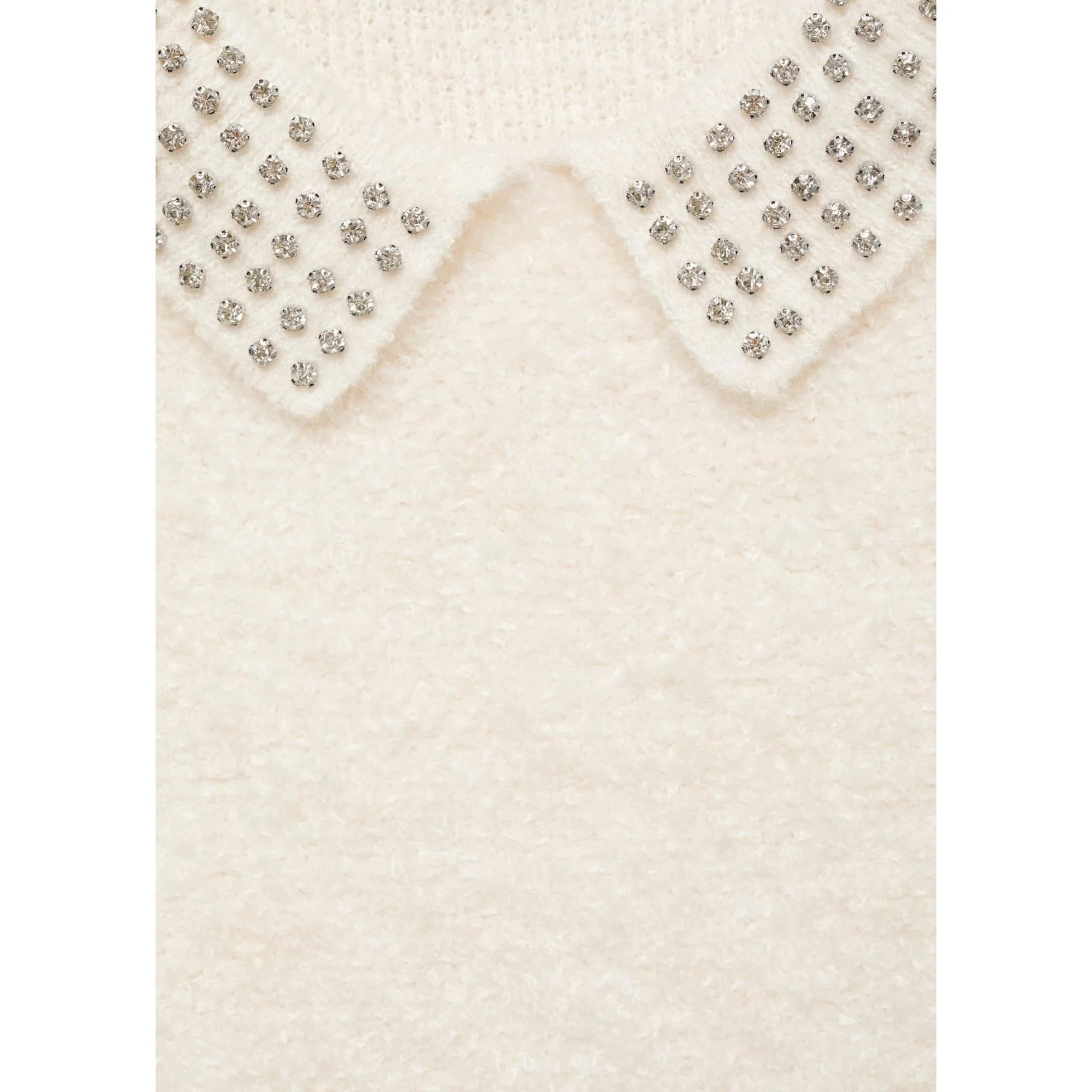 Pull-Over Col Polo Strass - Ecru - Image 6