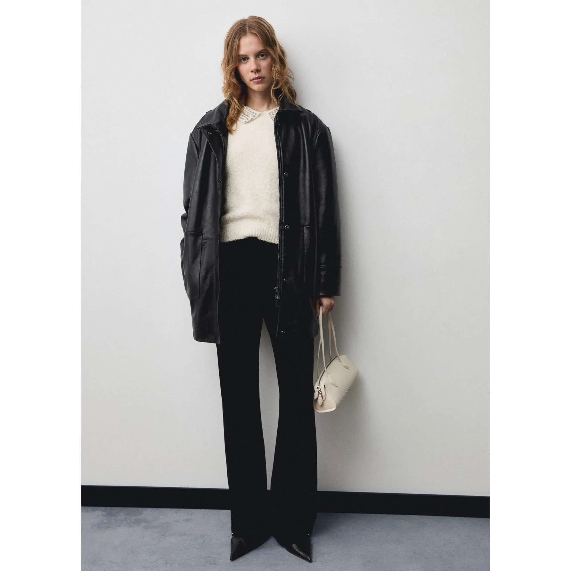 Pull-Over Col Polo Strass - Ecru - Image 8