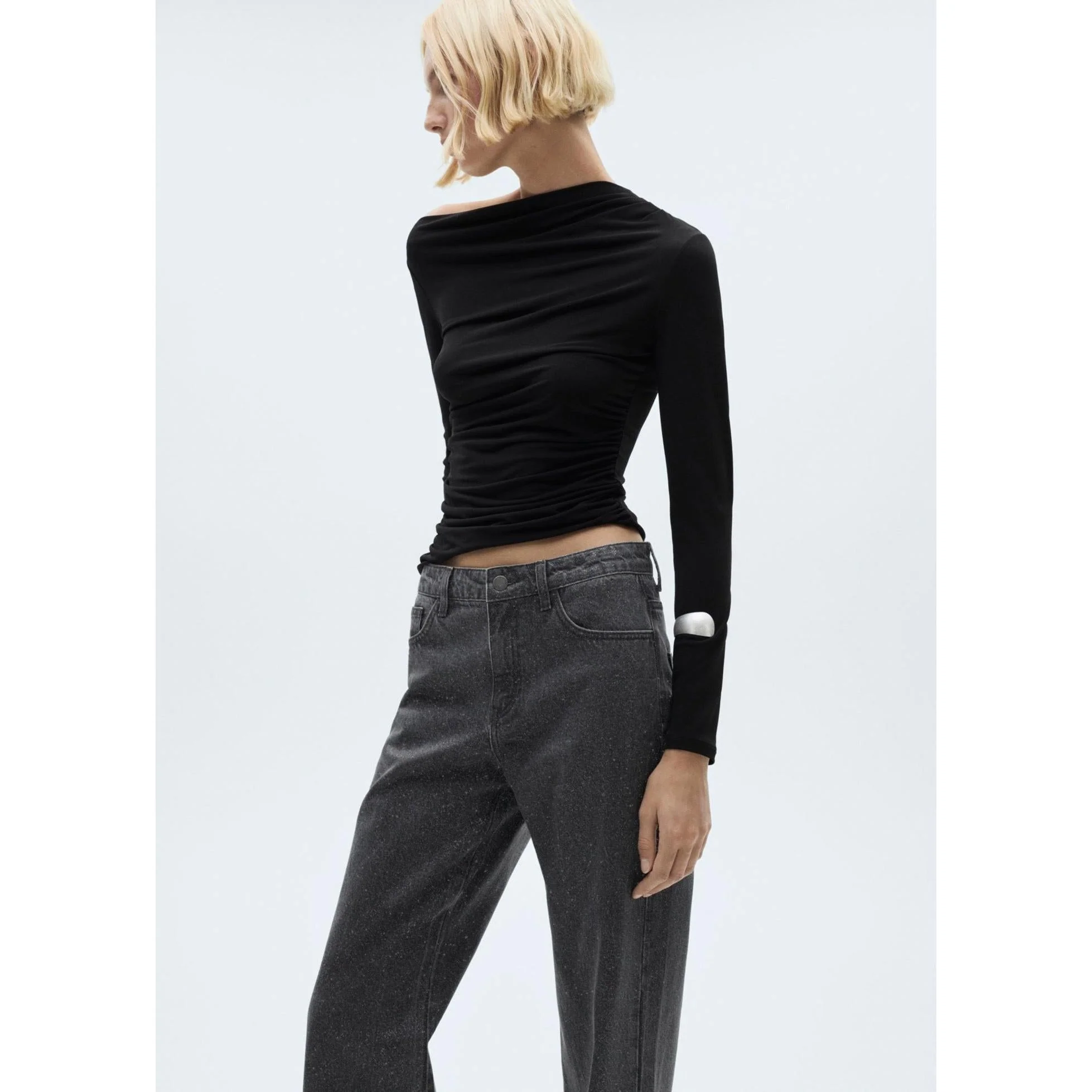 Jean Droit Brillant - Black Denim - Image 4
