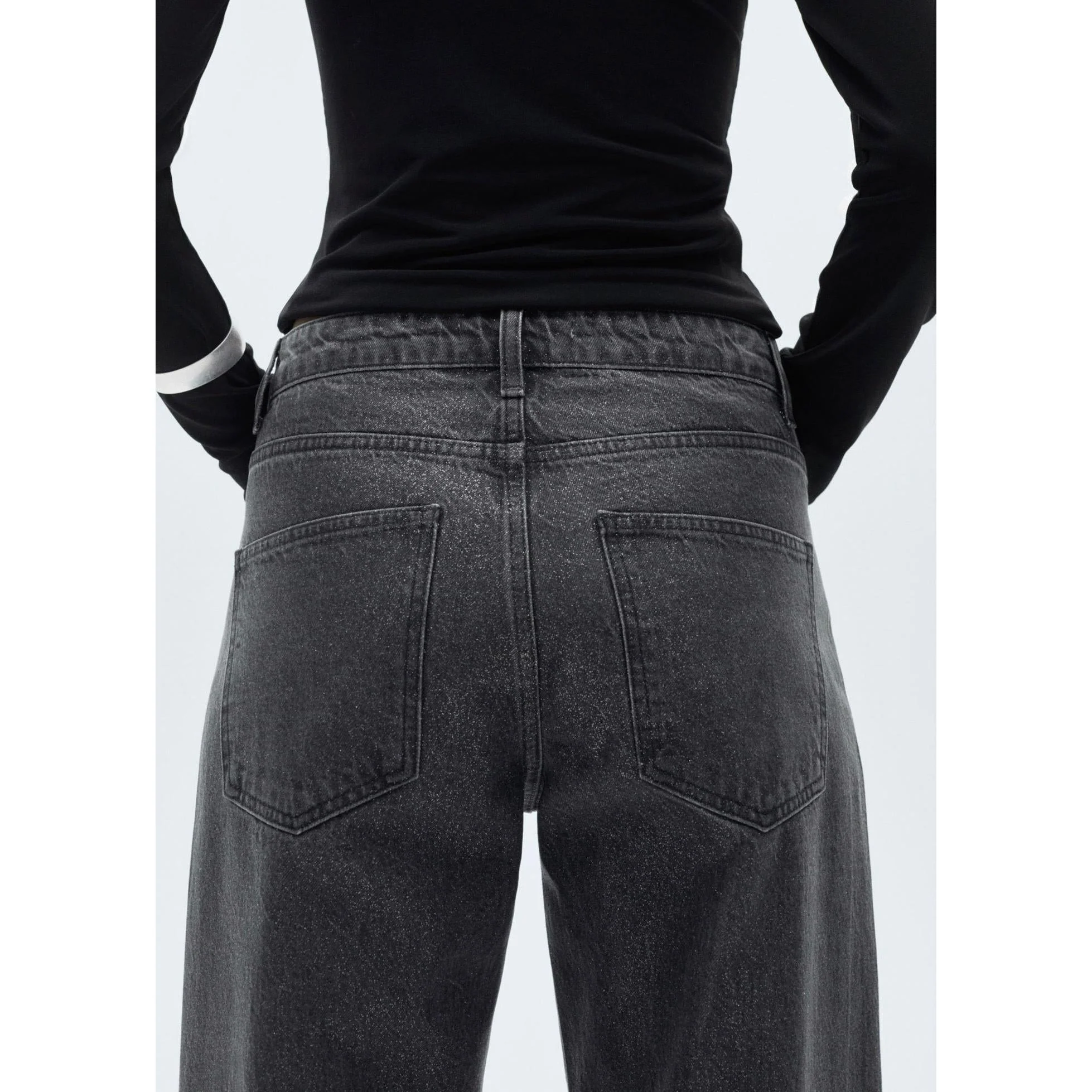 Jean Droit Brillant - Black Denim - Image 5