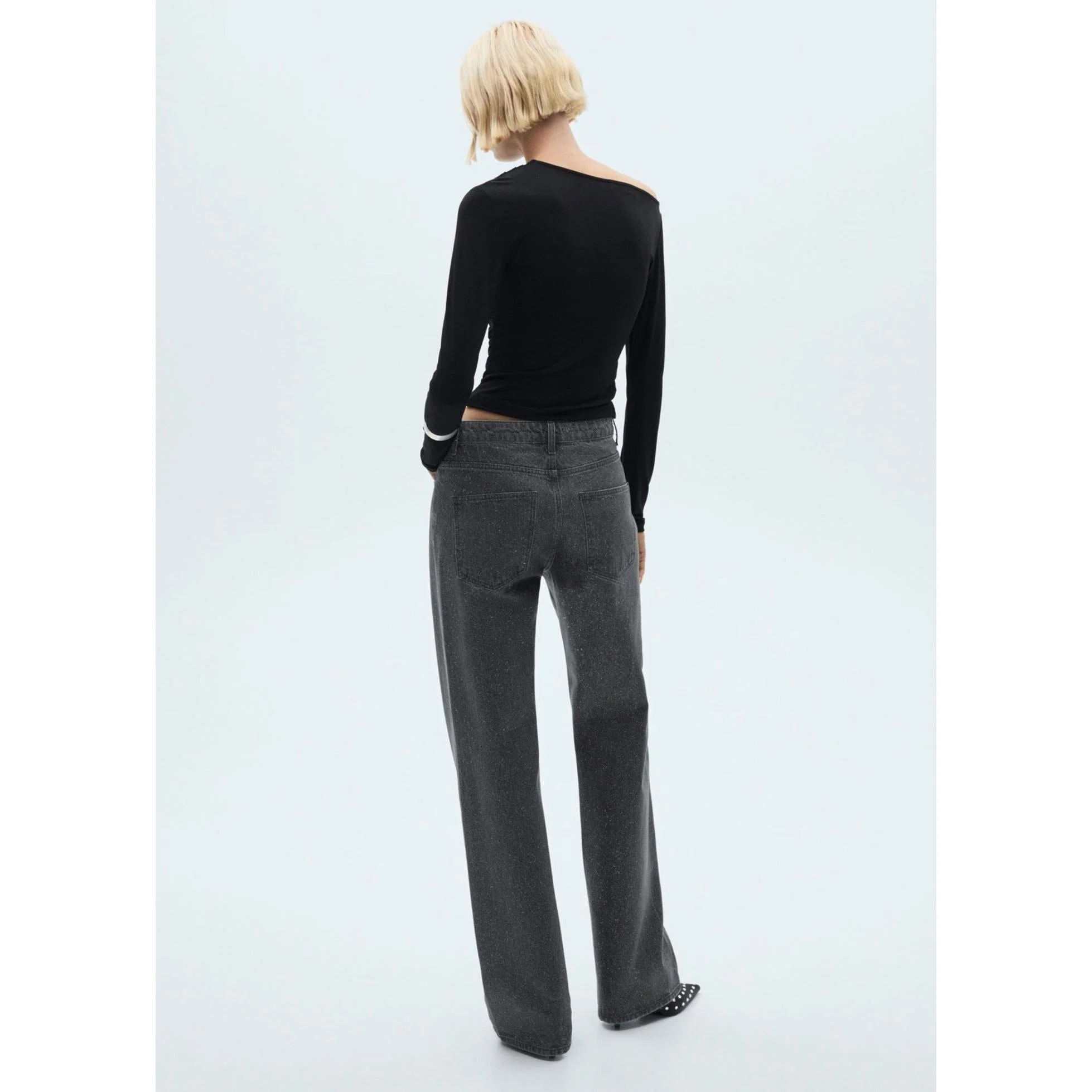 Jean Droit Brillant - Black Denim - Image 7