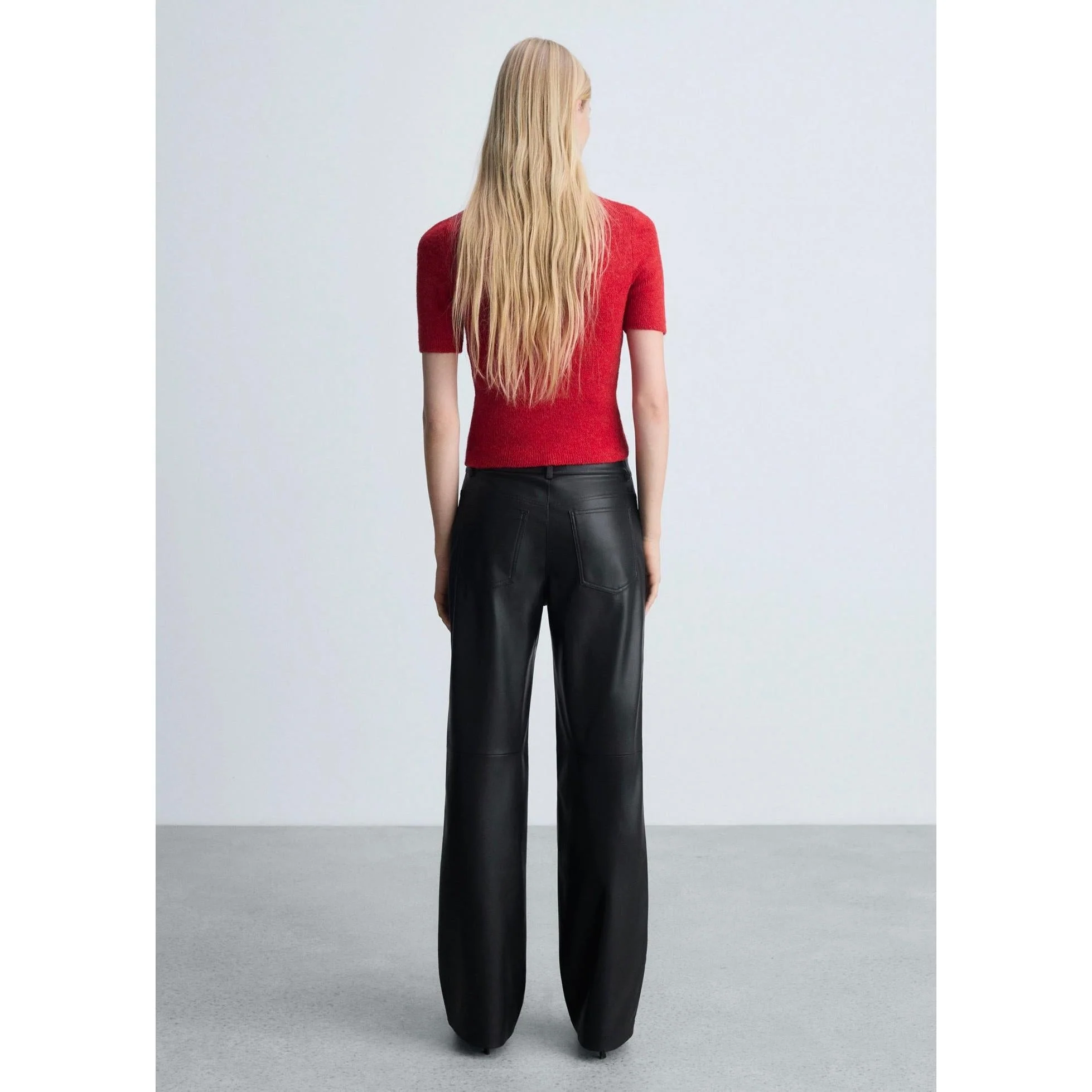 Pantalon Taille Normale Similicuir - Black - Image 10