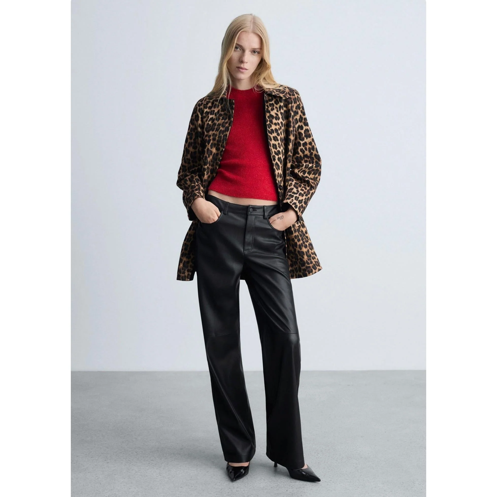 Pantalon Taille Normale Similicuir - Black - Image 11