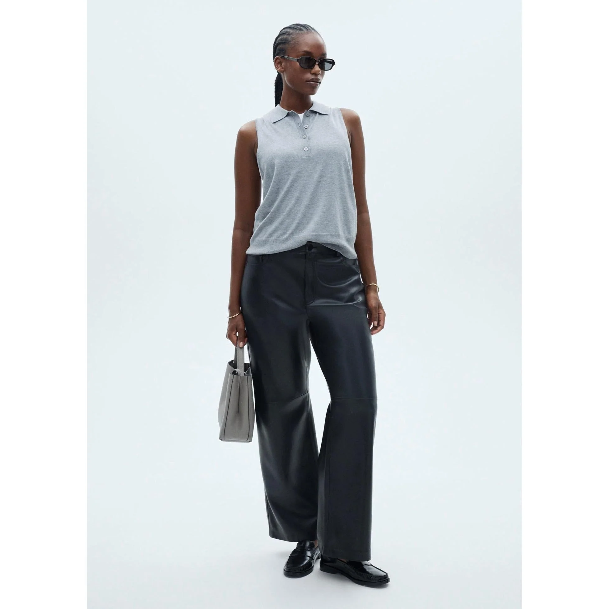 Pantalon Taille Normale Similicuir - Black - Image 6