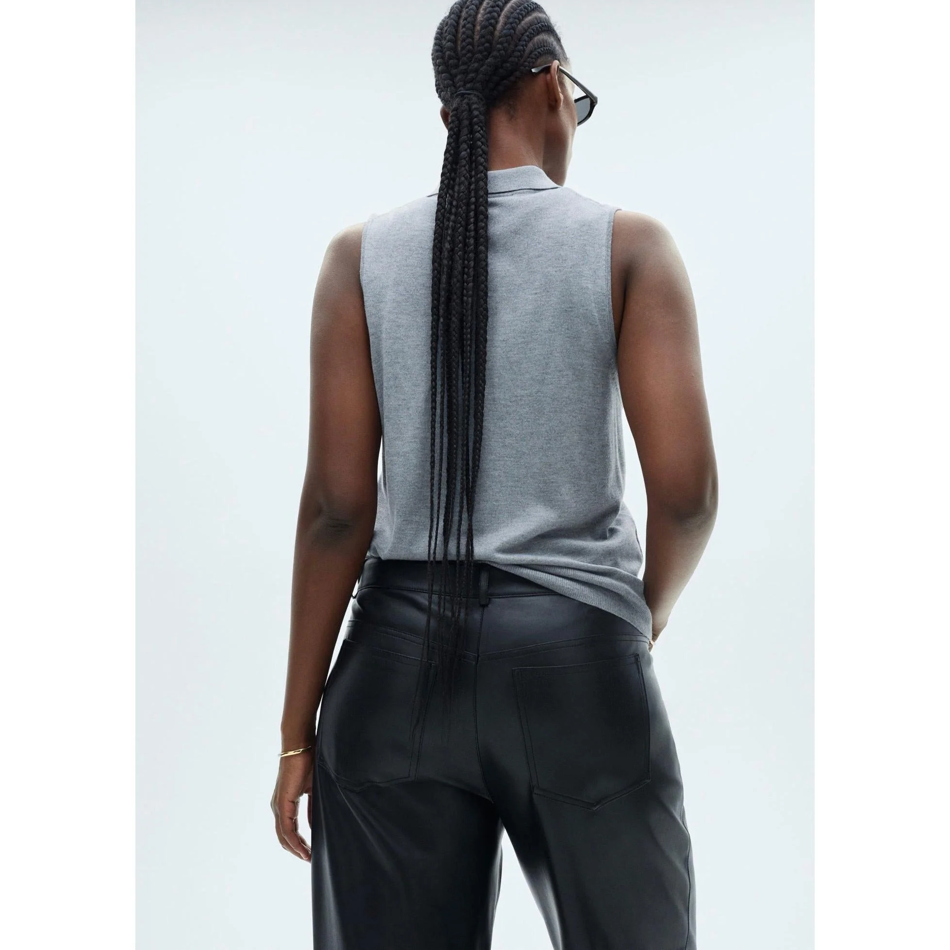 Pantalon Taille Normale Similicuir - Black - Image 7