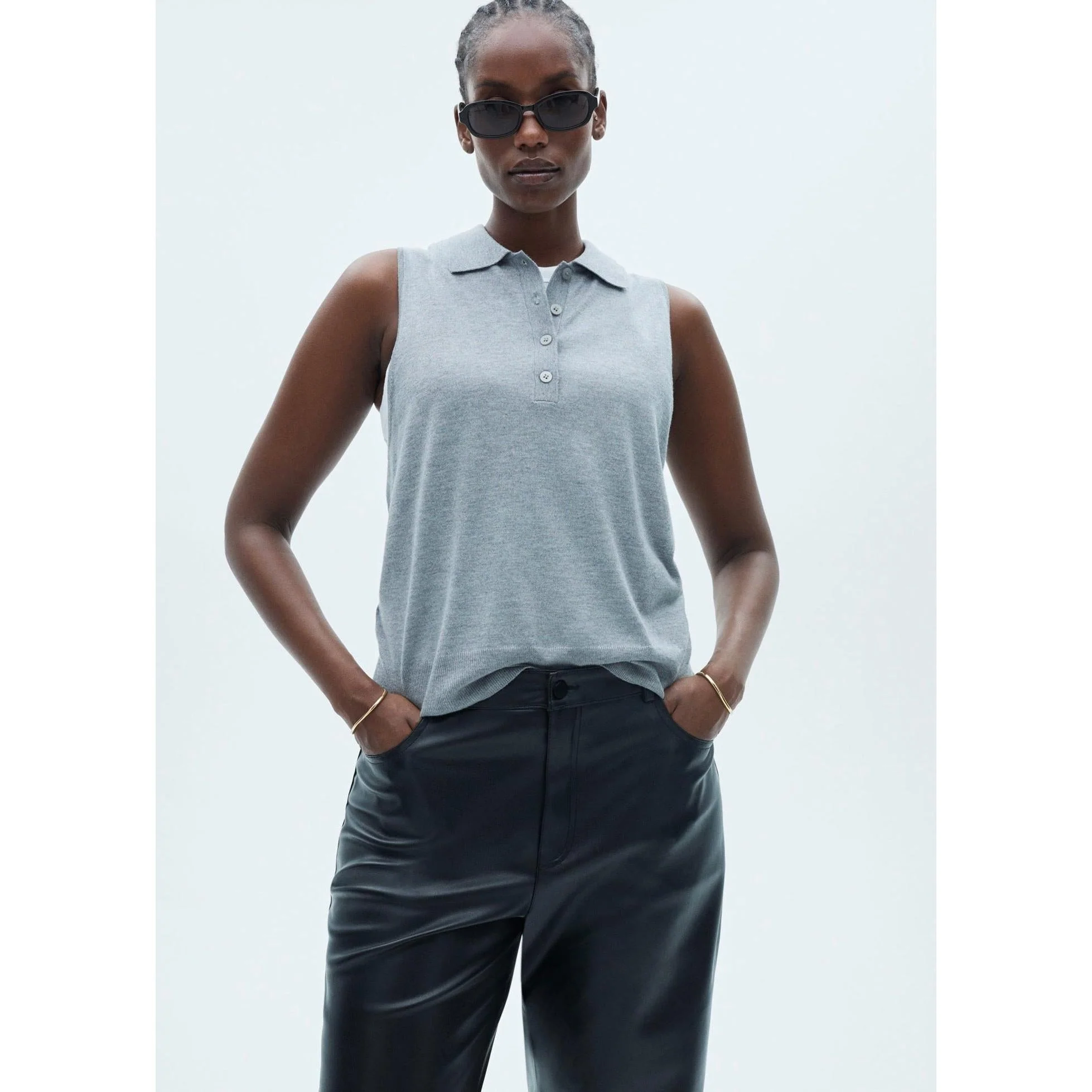 Pantalon Taille Normale Similicuir - Black - Image 8
