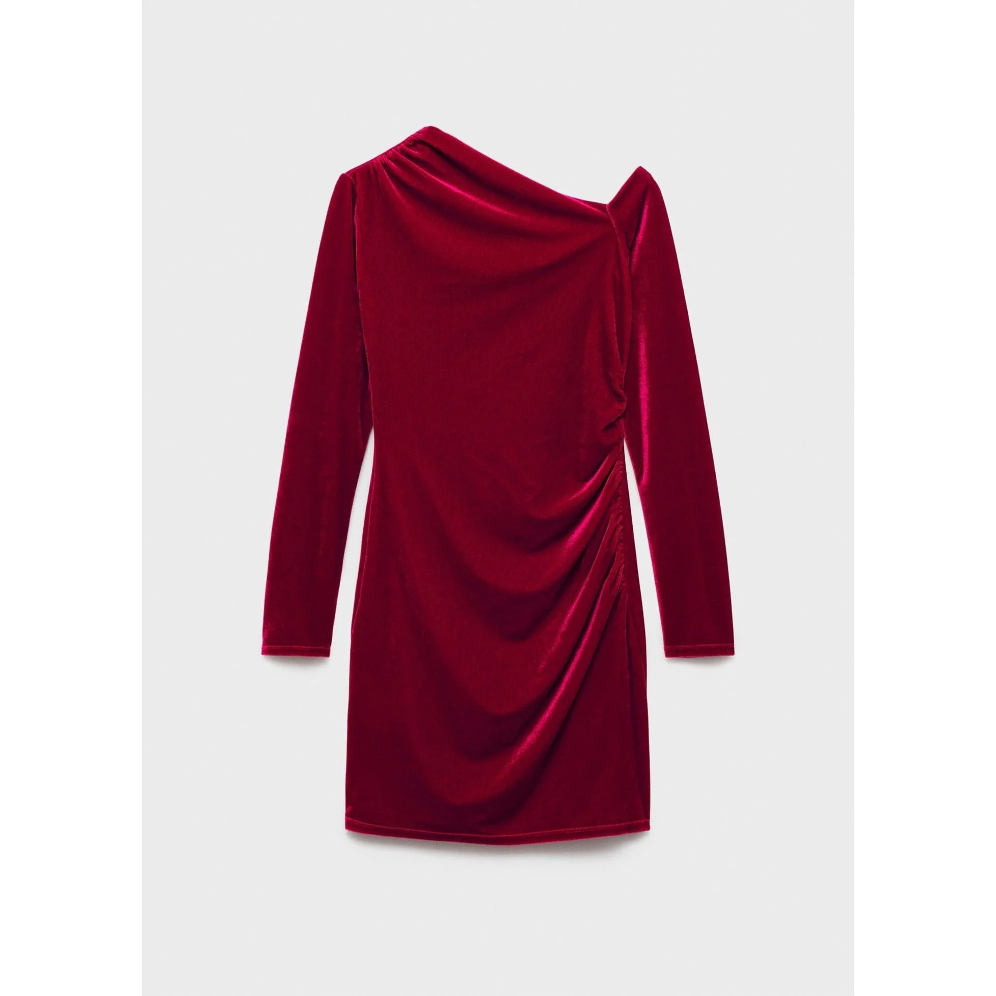 Robe Asymétrique Velours - Red - Image 2