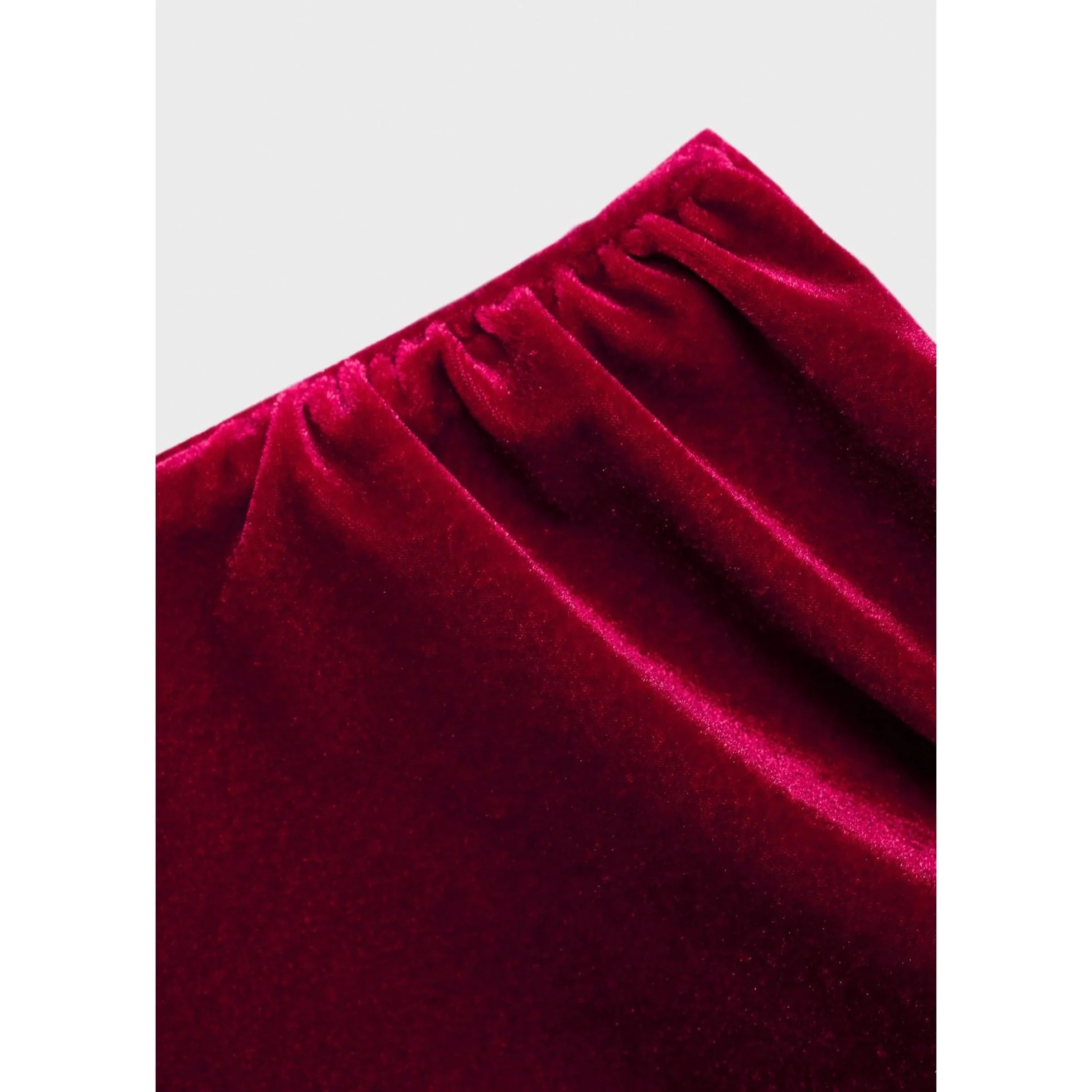 Robe Asymétrique Velours - Red - Image 6