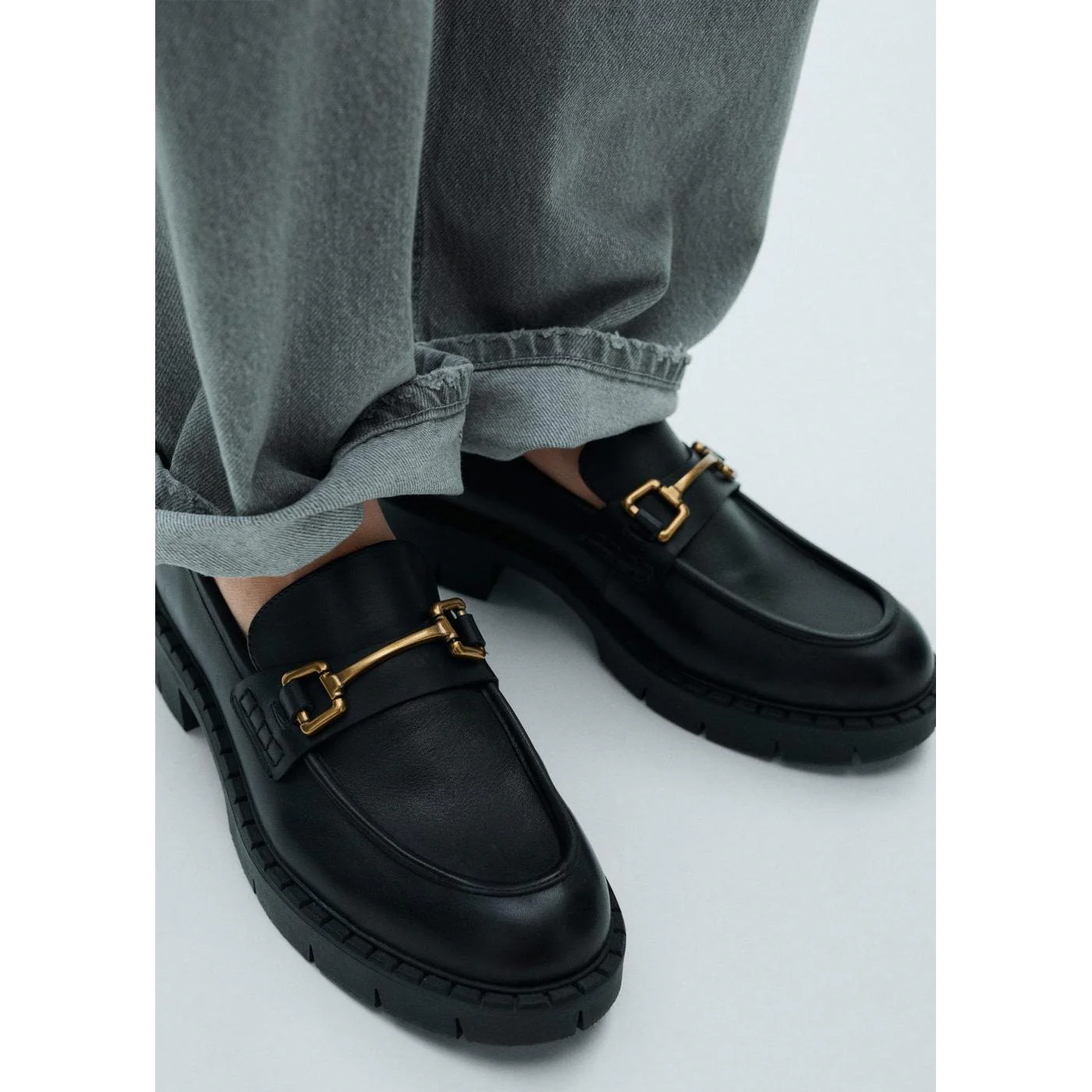 Mocassins Cuir Détail Métallique - Black - Image 5