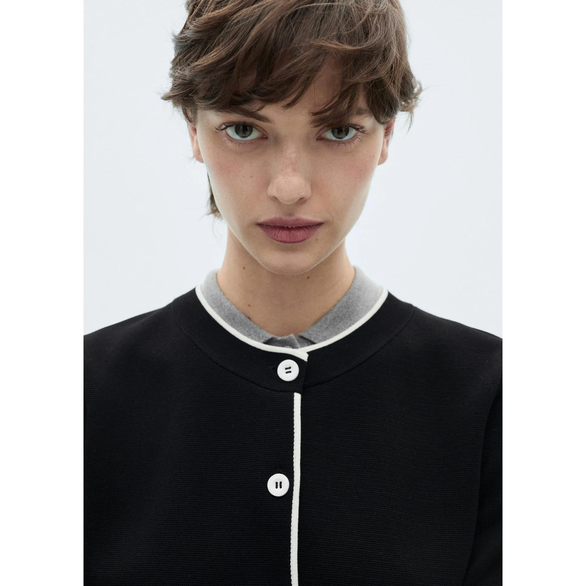 Cardigan Bords Contrastants - Black - Image 4
