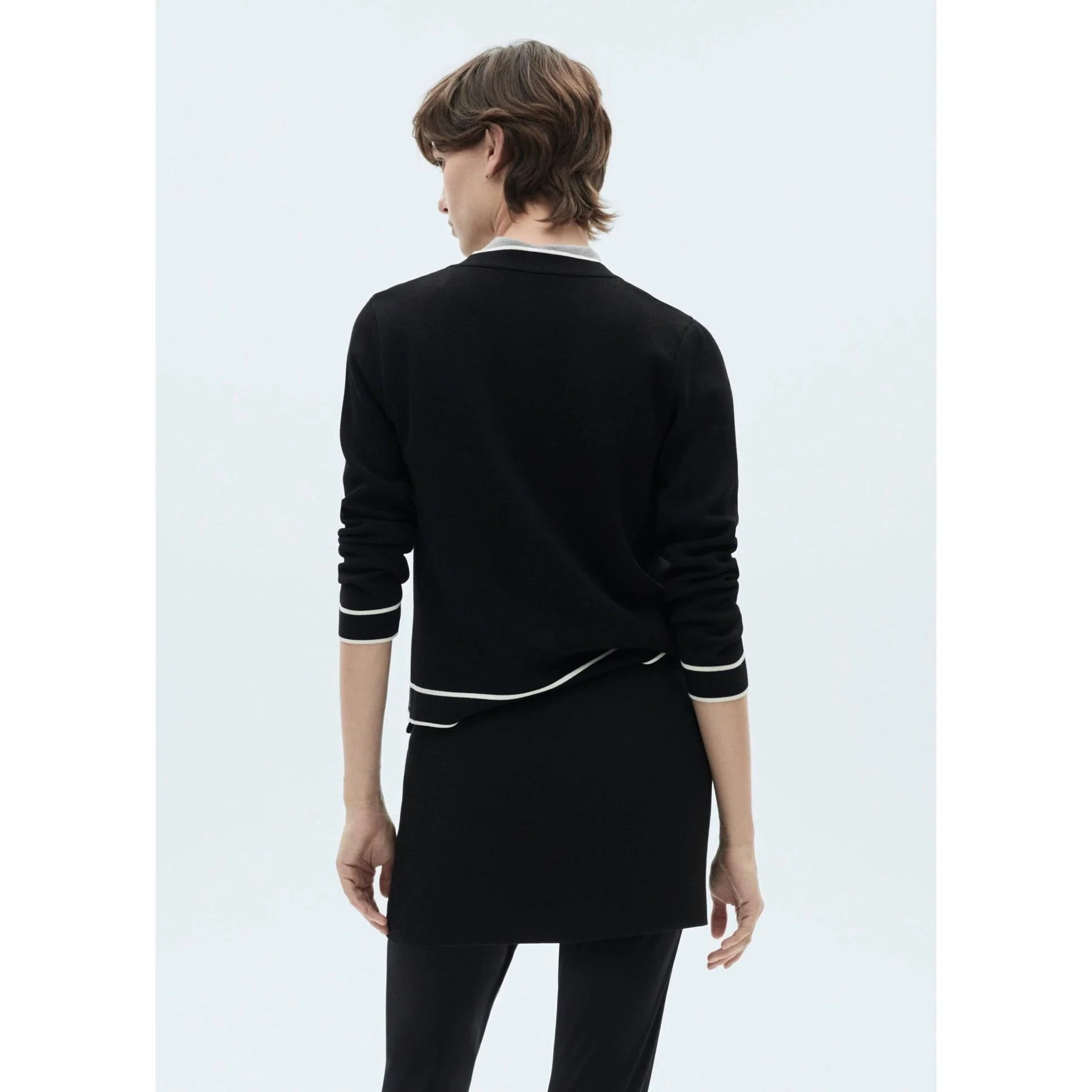 Cardigan Bords Contrastants - Black - Image 6