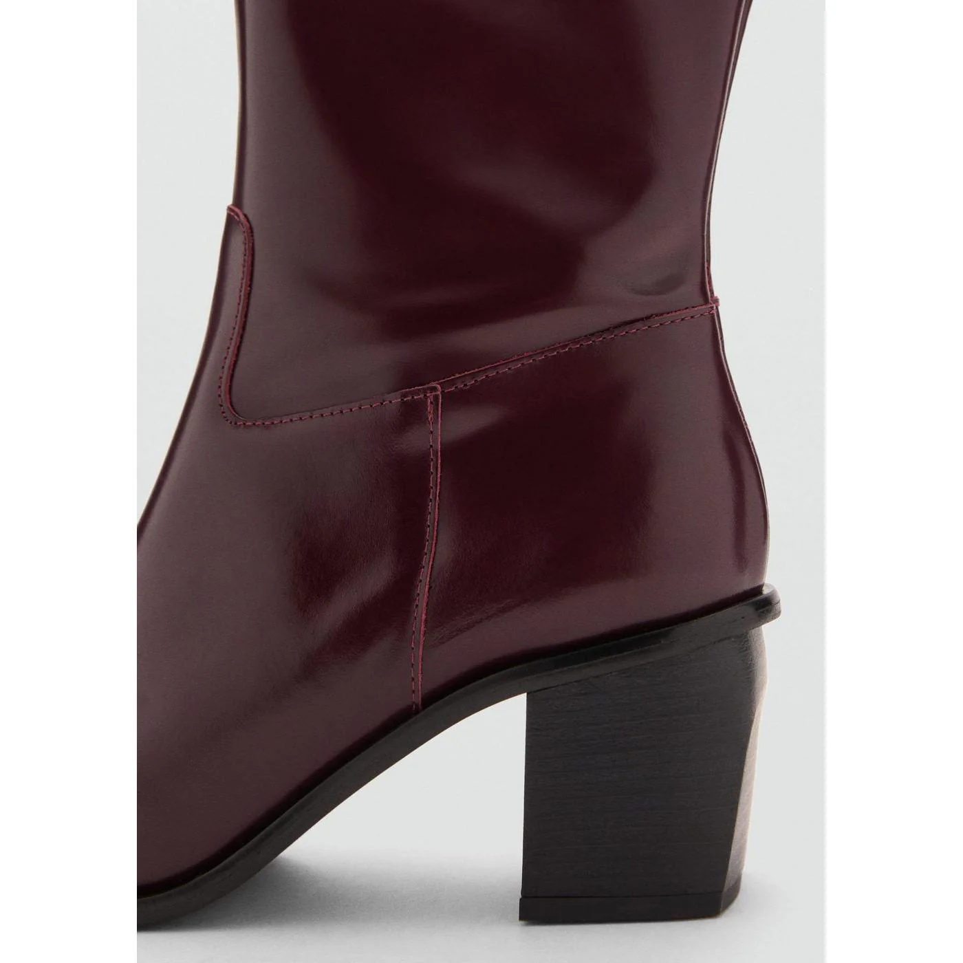 Leather Boots With Zip - Burgundy - Image 3