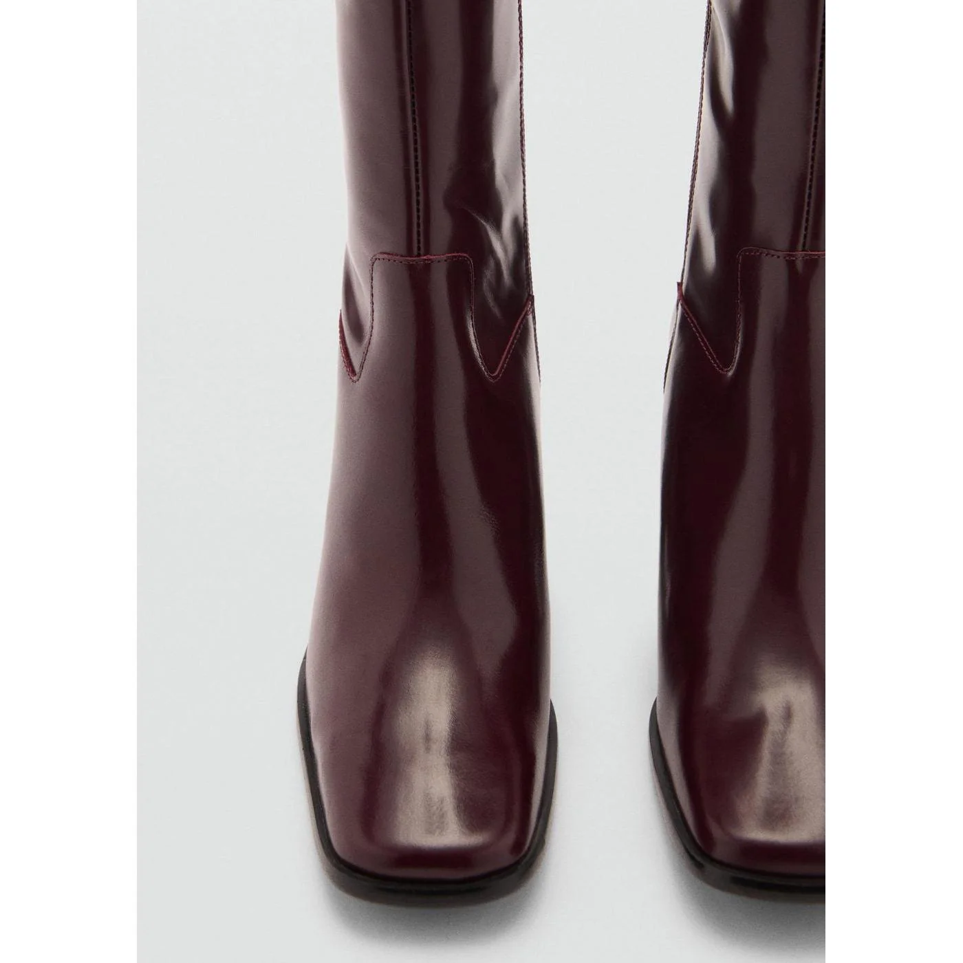Leather Boots With Zip - Burgundy - Image 4