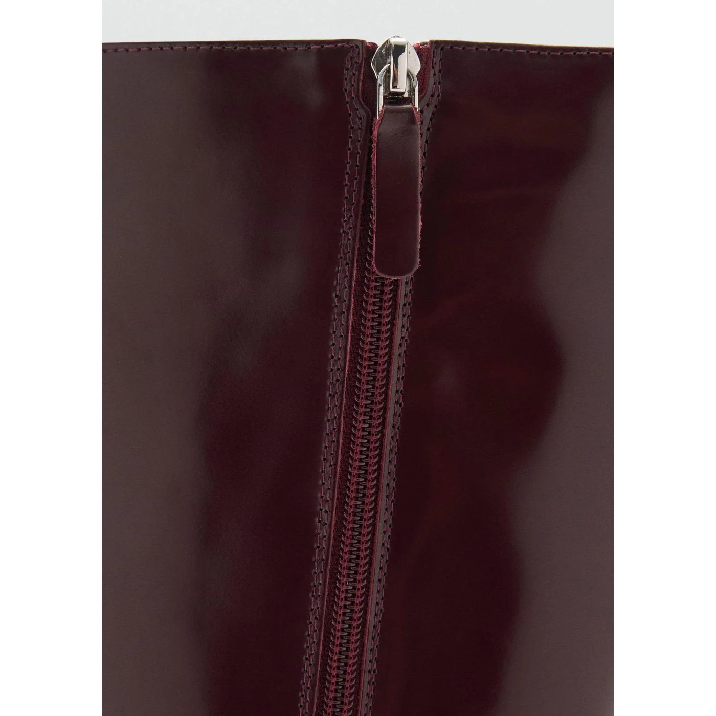 Leather Boots With Zip - Burgundy - Image 5