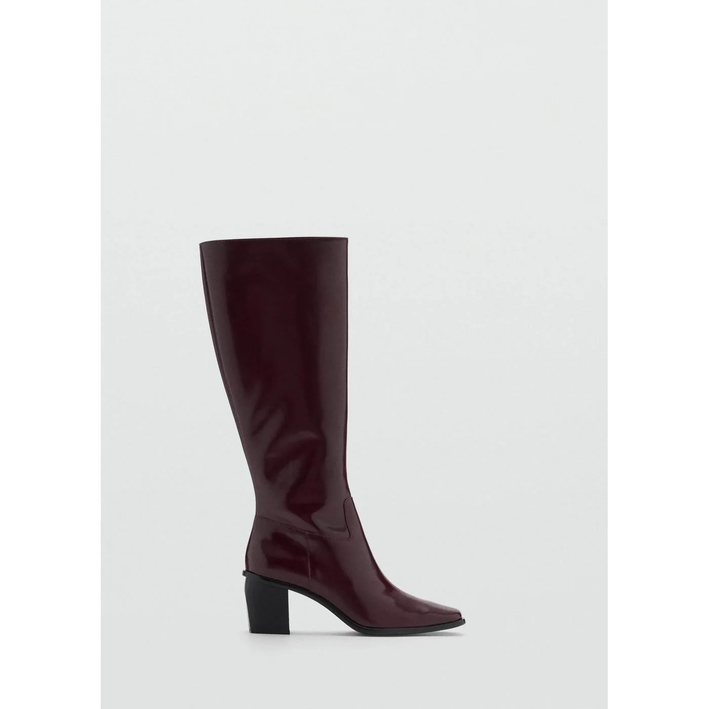 Leather Boots With Zip - Burgundy - Image 7