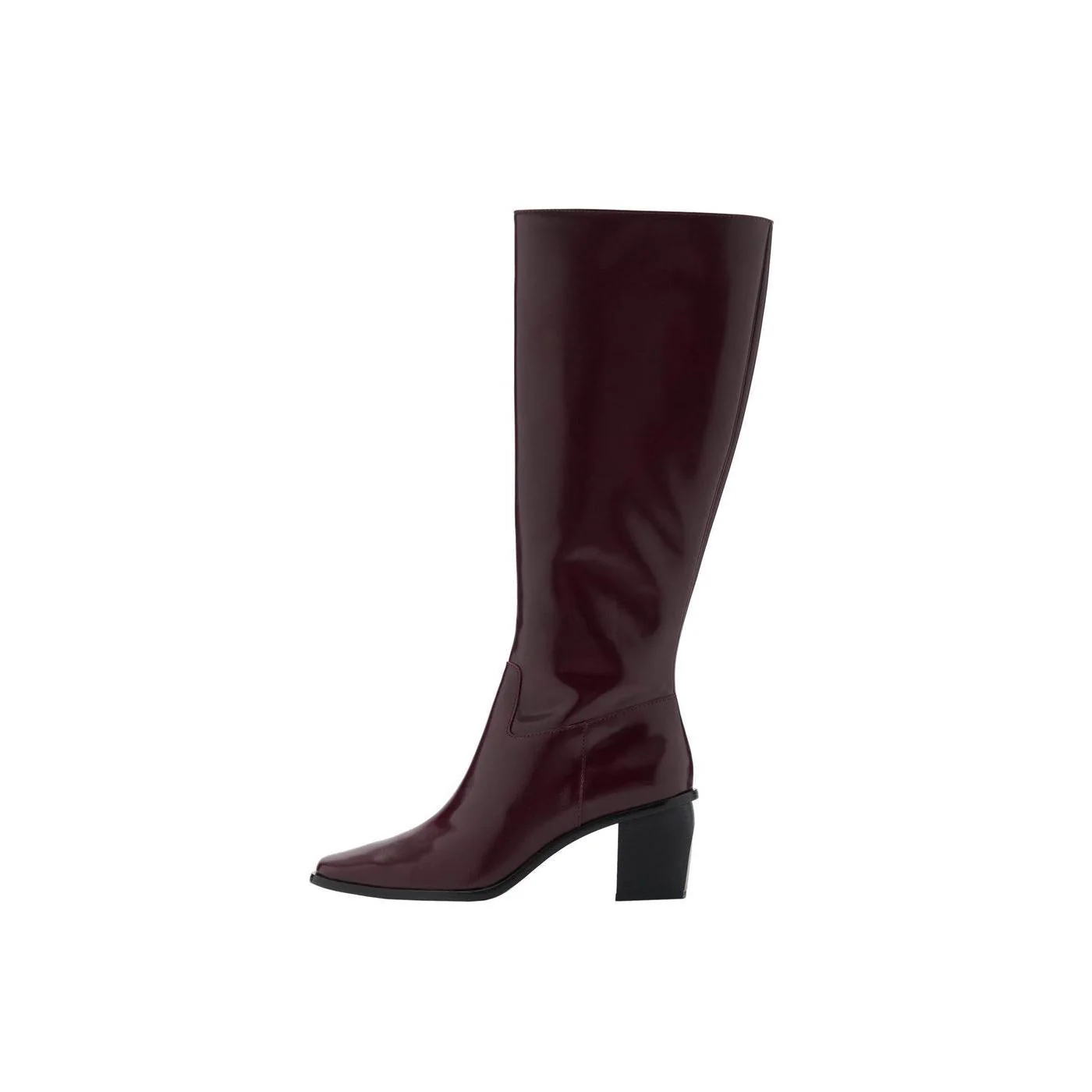 Leather Boots With Zip - Burgundy - Image 8