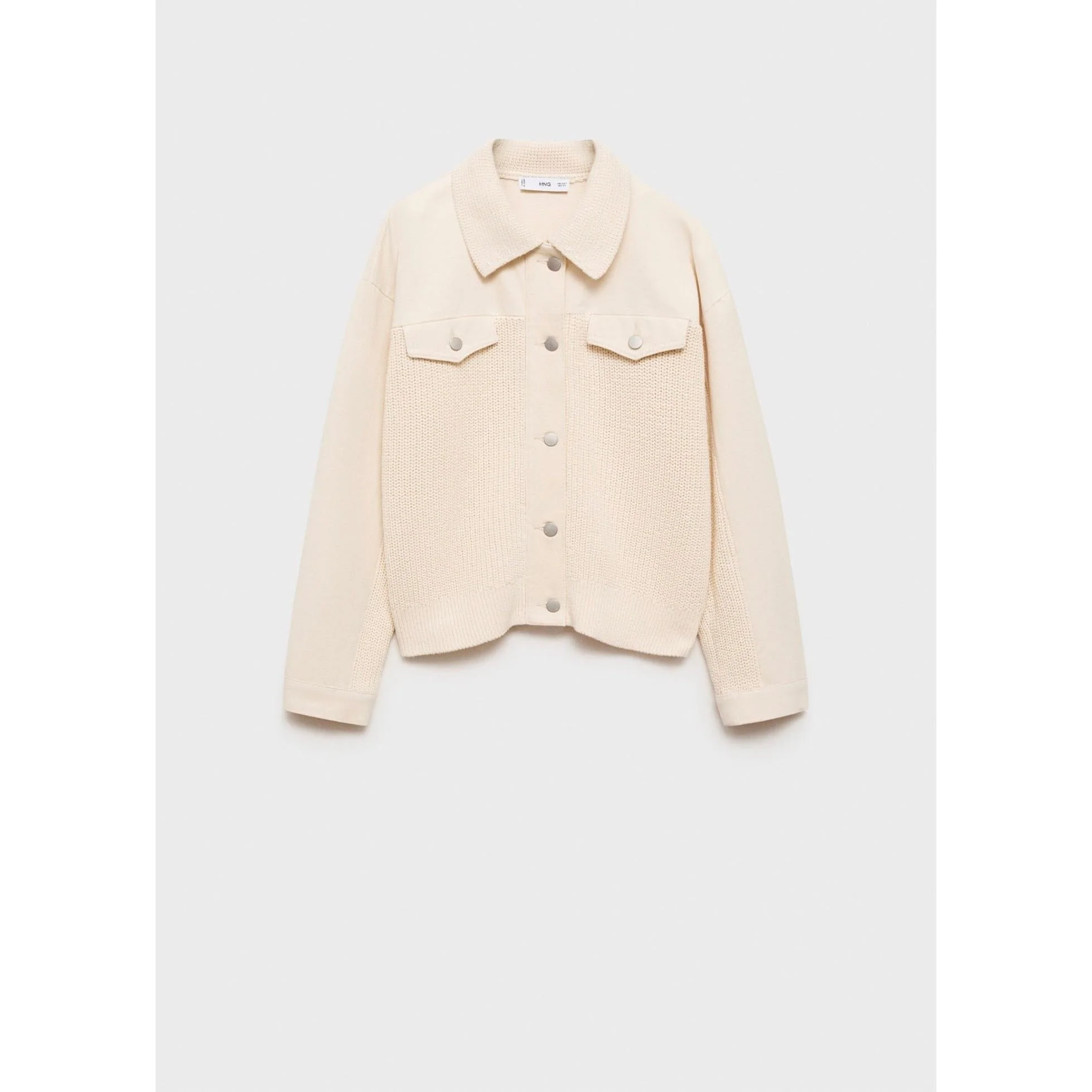 Blouson Combiné Tricot - Ecru - Image 2
