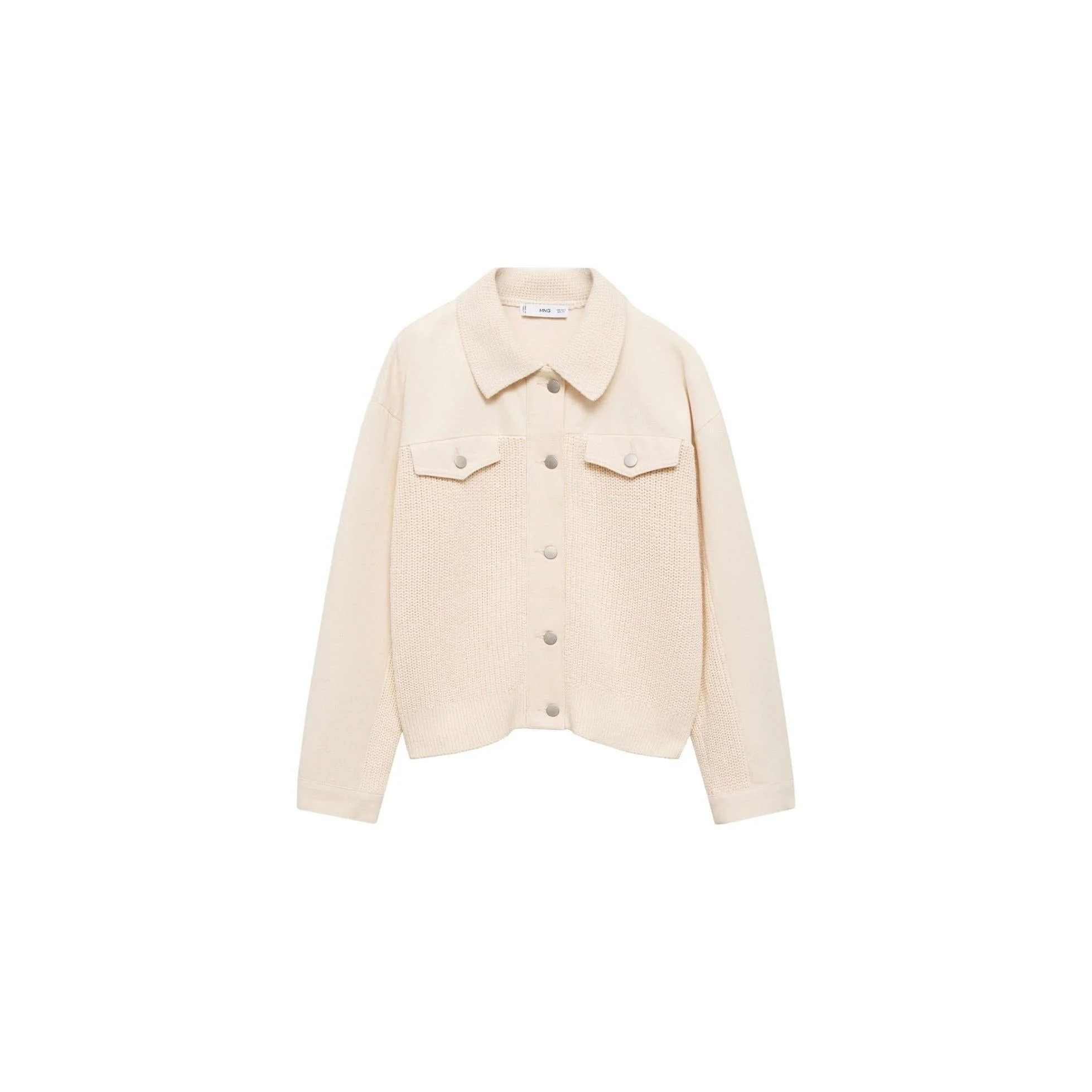 Blouson Combiné Tricot - Ecru - Image 3