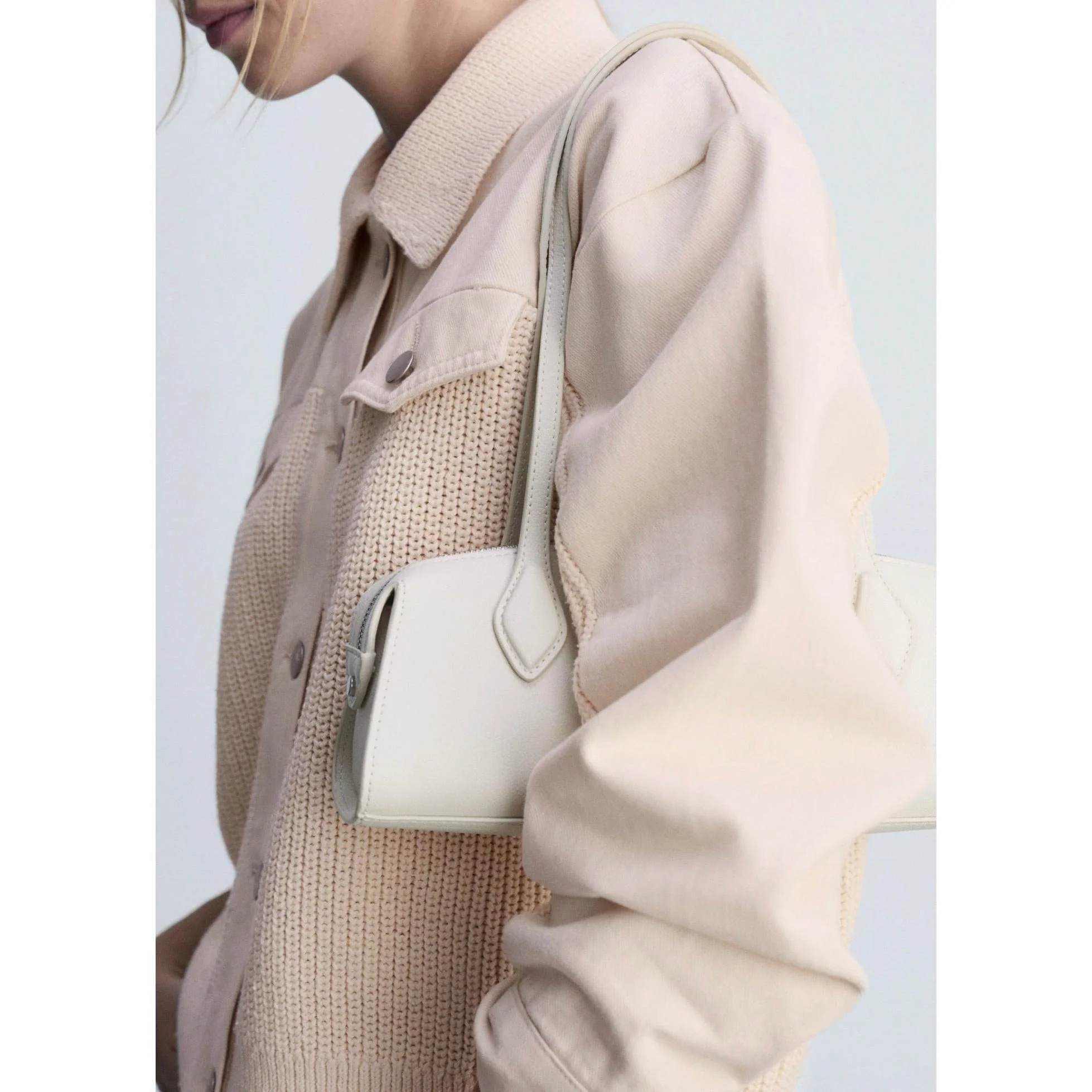 Blouson Combiné Tricot - Ecru - Image 4